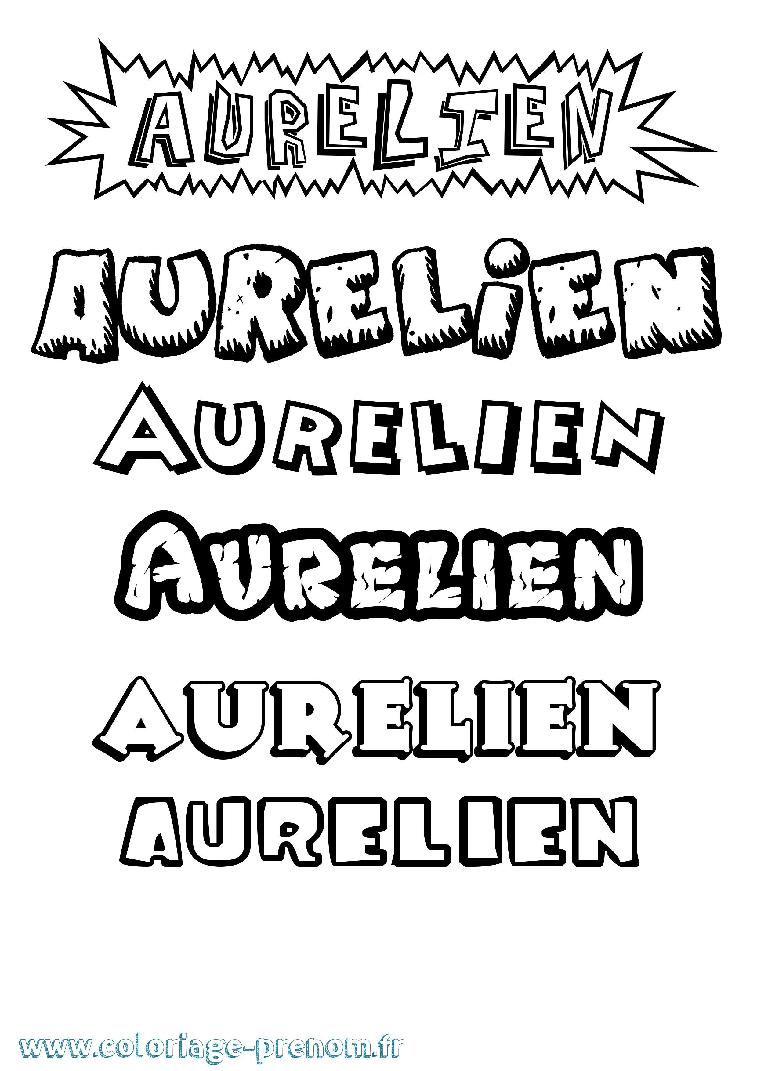 Coloriage prénom Aurelien Dessin Animé