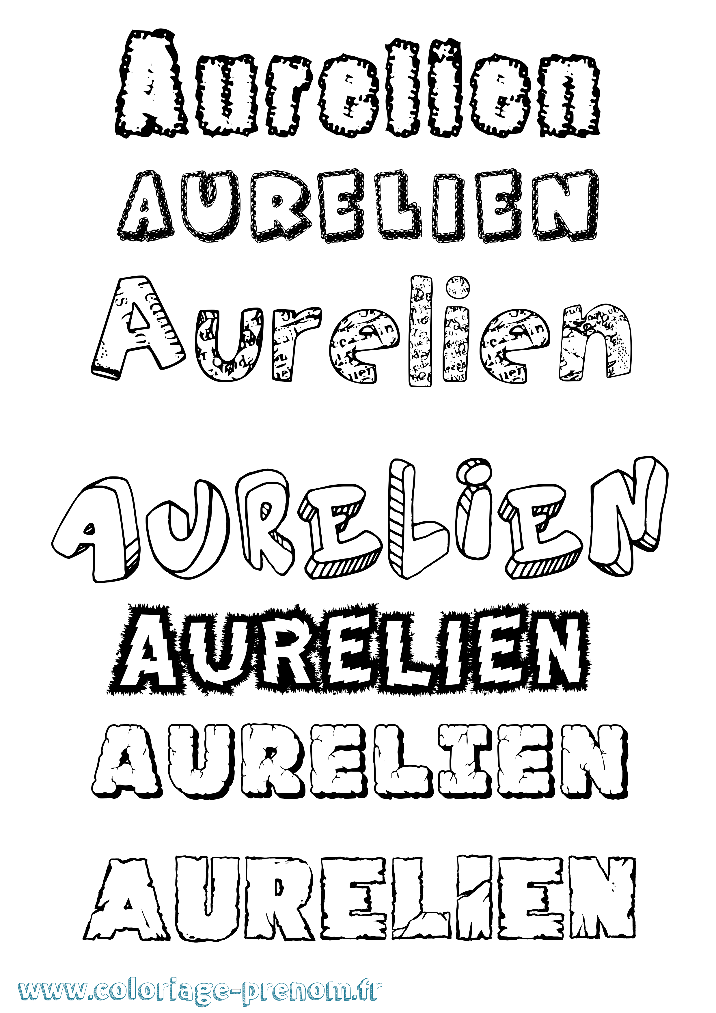 Coloriage prénom Aurelien Destructuré