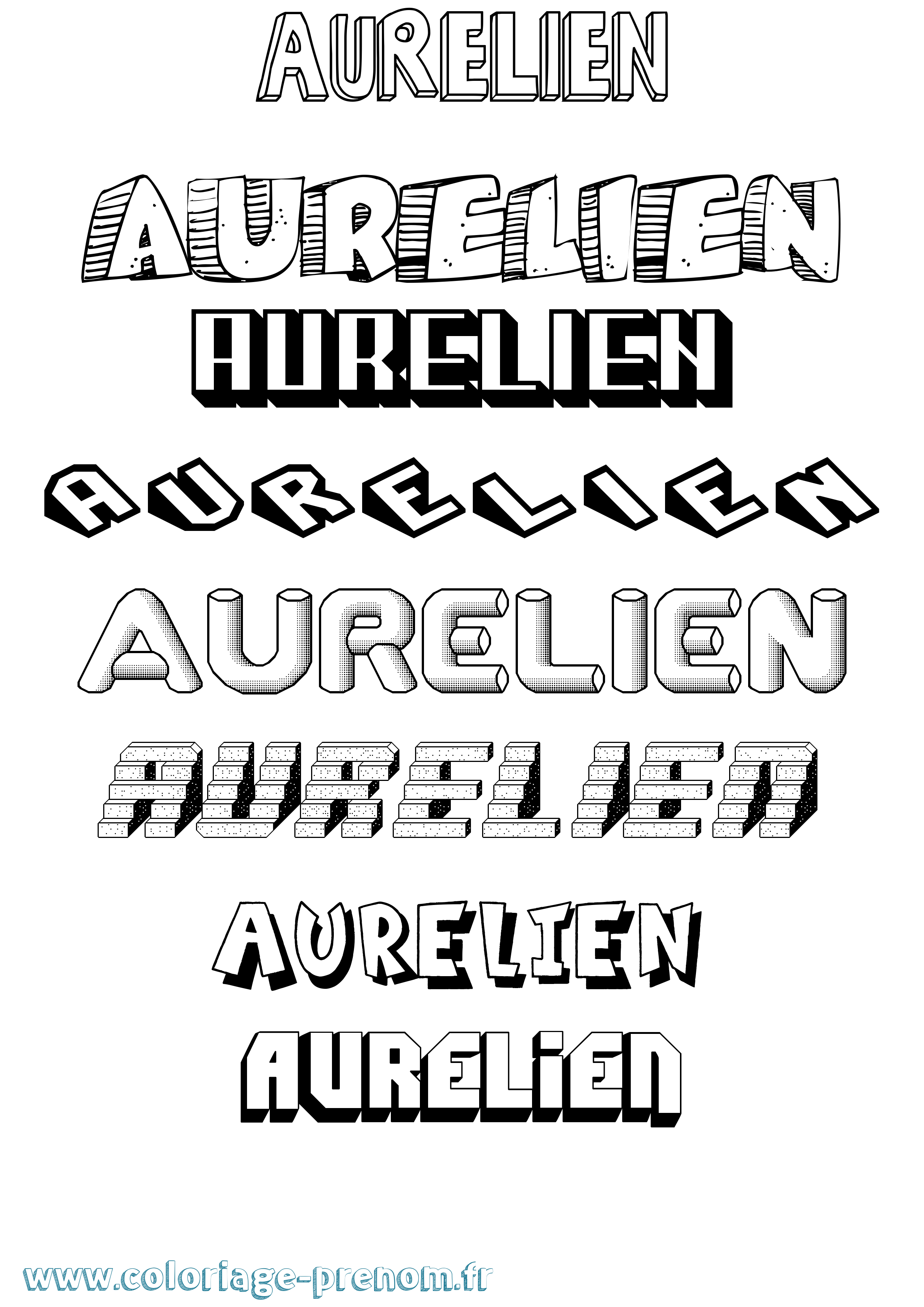Coloriage prénom Aurelien Effet 3D