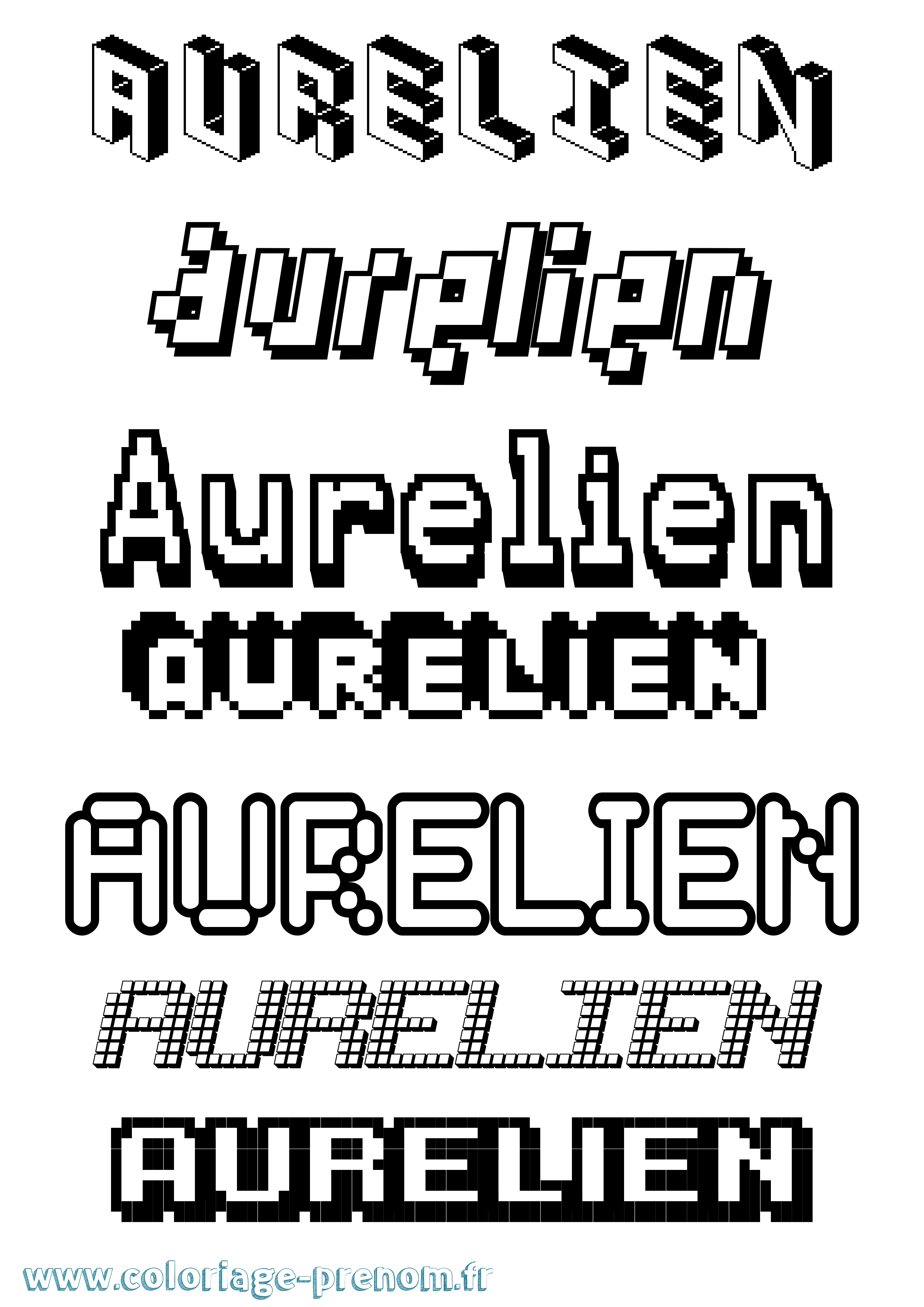 Coloriage prénom Aurelien Pixel