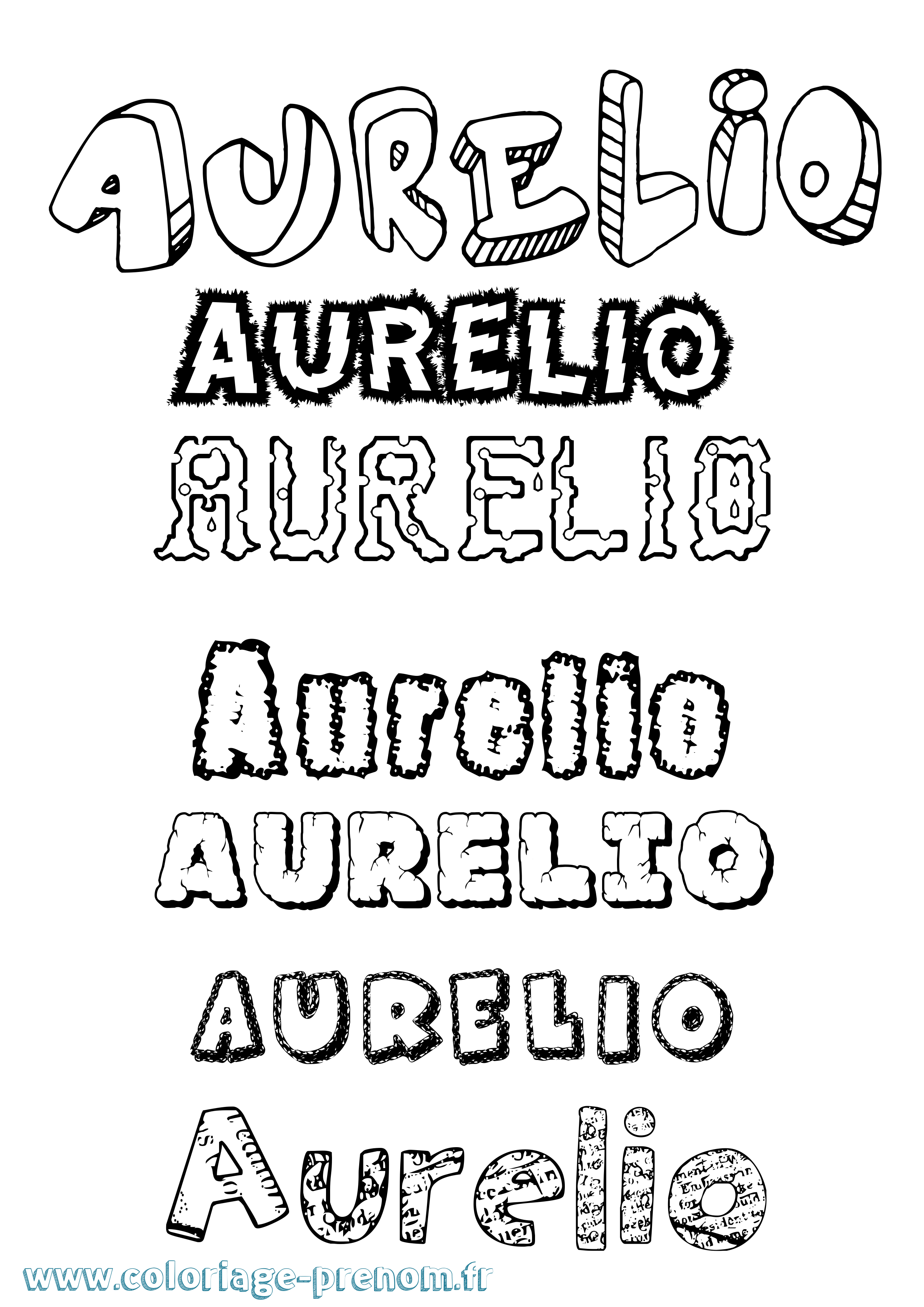 Coloriage prénom Aurelio Destructuré