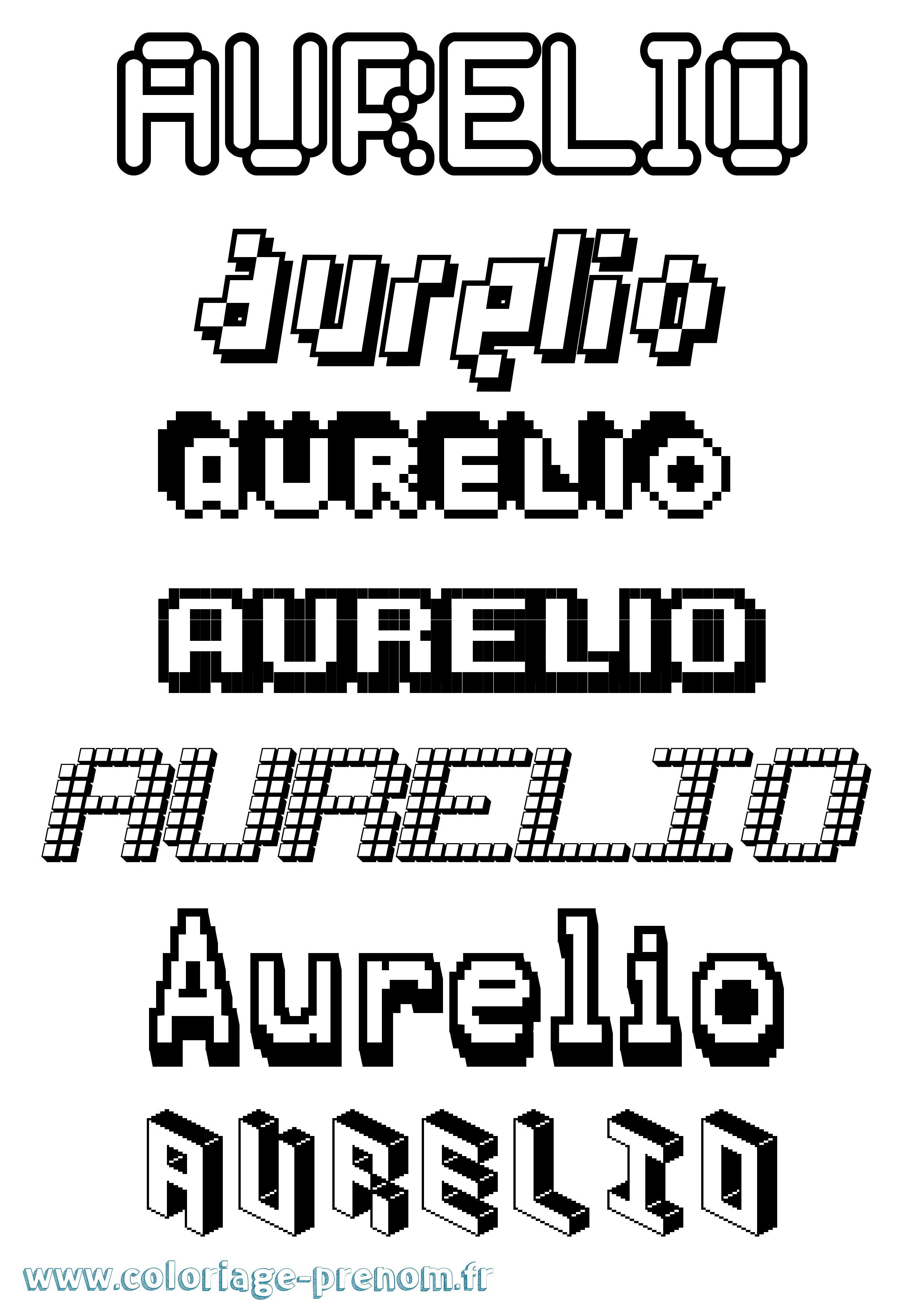 Coloriage prénom Aurelio Pixel