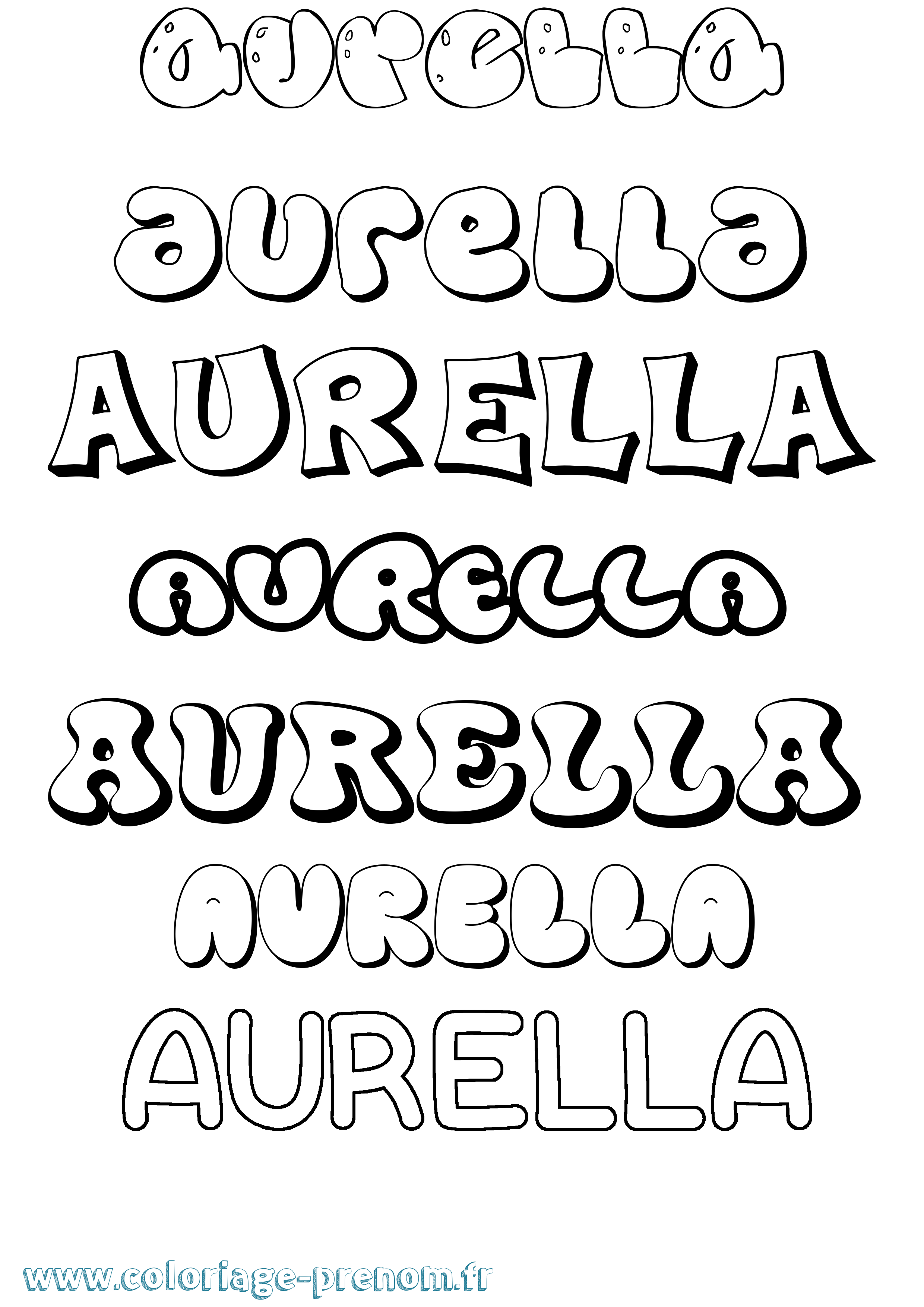 Coloriage Aurella Bubble Coloriage prénom Aurella Bubble
