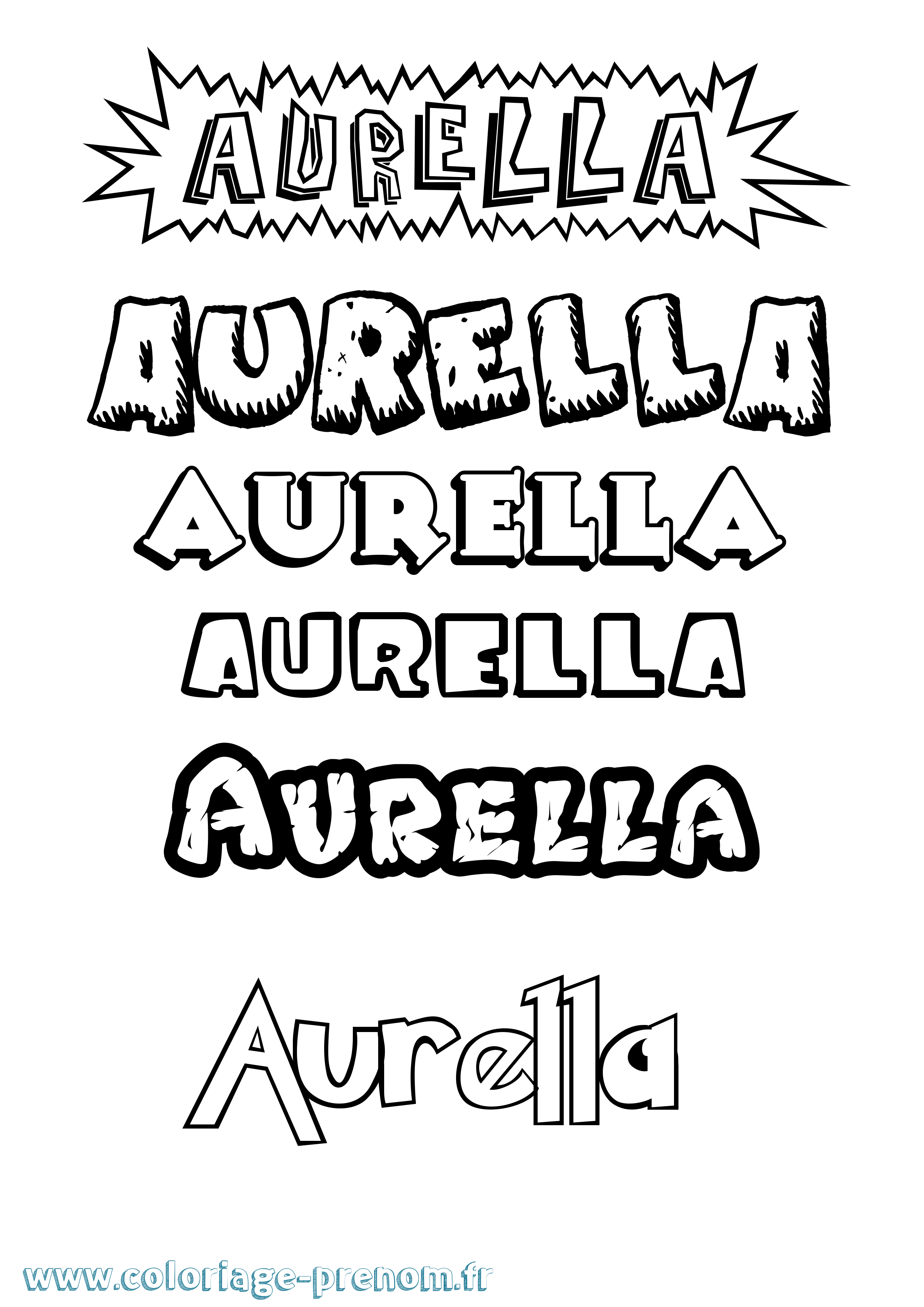 Coloriage Aurella Dessin Animé Coloriage prénom Aurella Dessin Animé