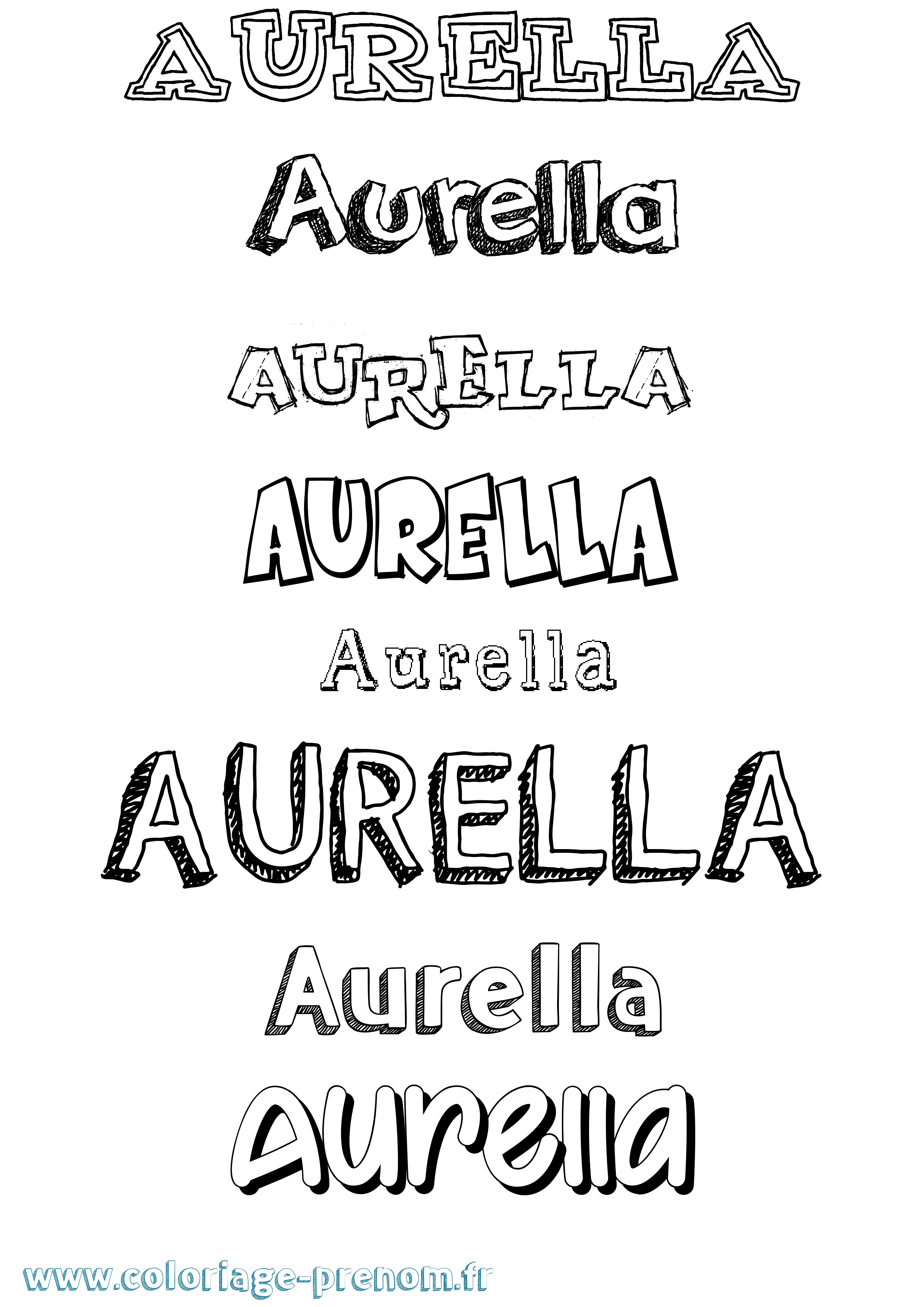 Coloriage Aurella Dessiné Coloriage prénom Aurella Dessiné