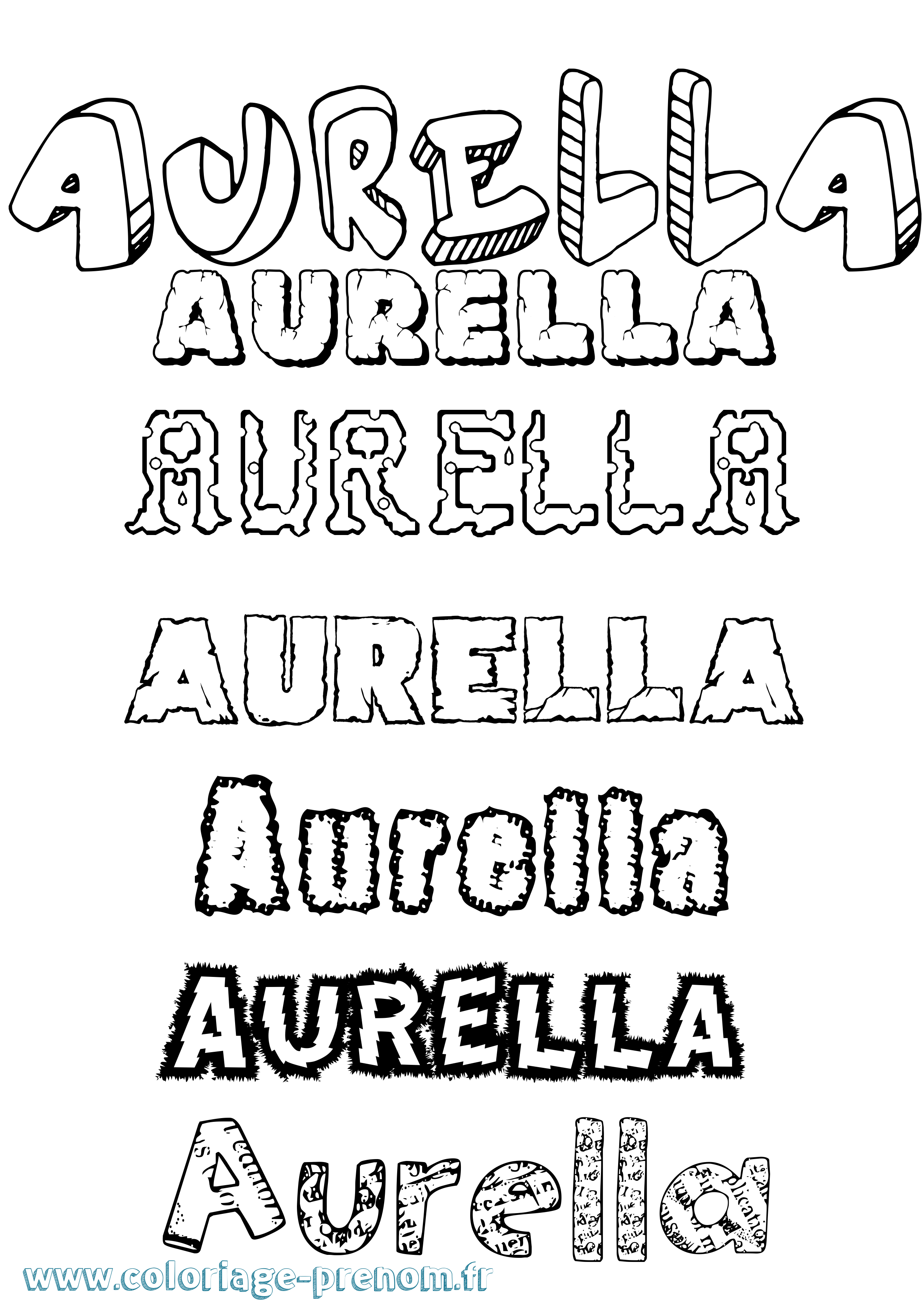 Coloriage prénom Aurella Destructuré