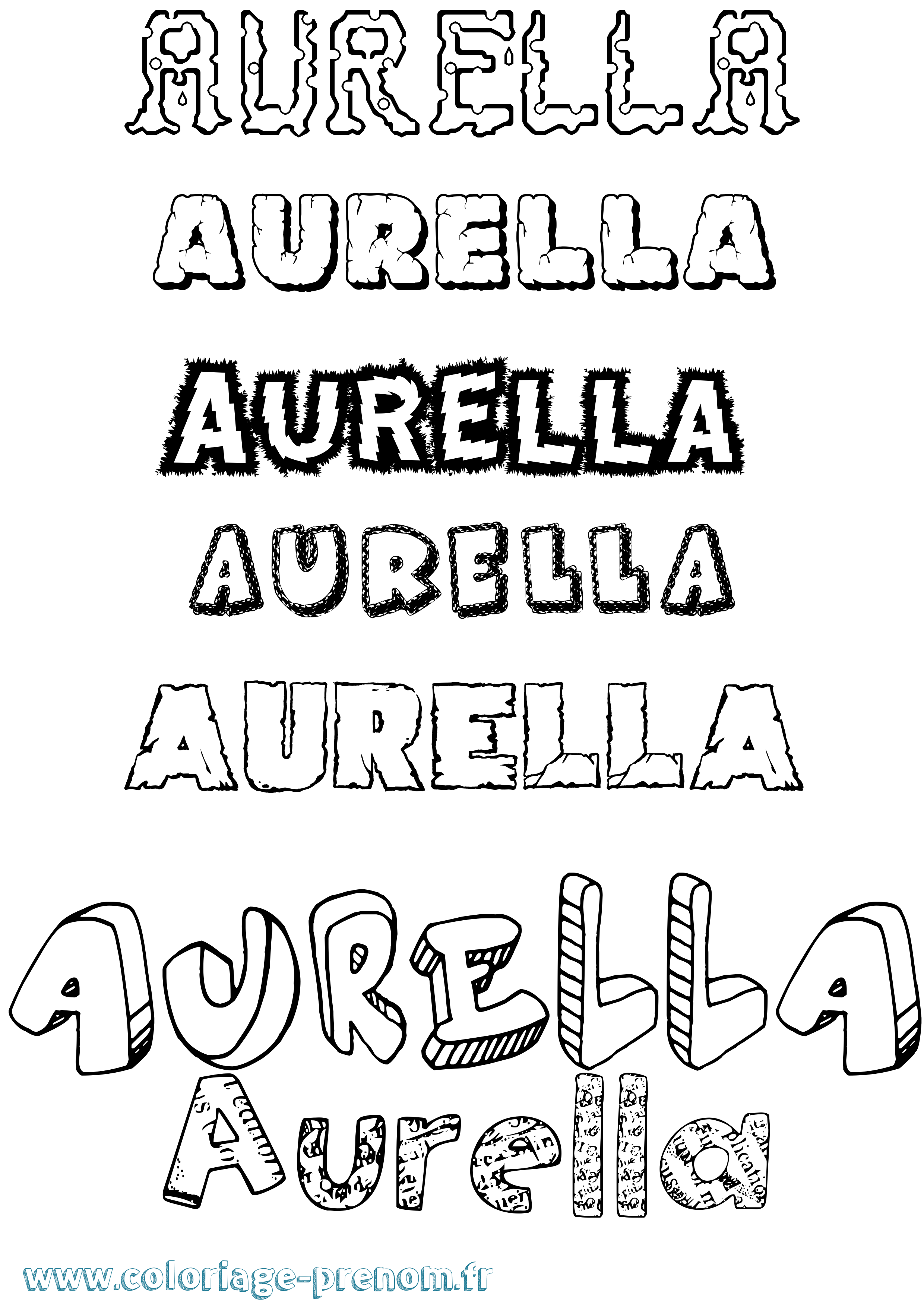 Coloriage Aurella Destructuré Coloriage prénom Aurella Destructuré
