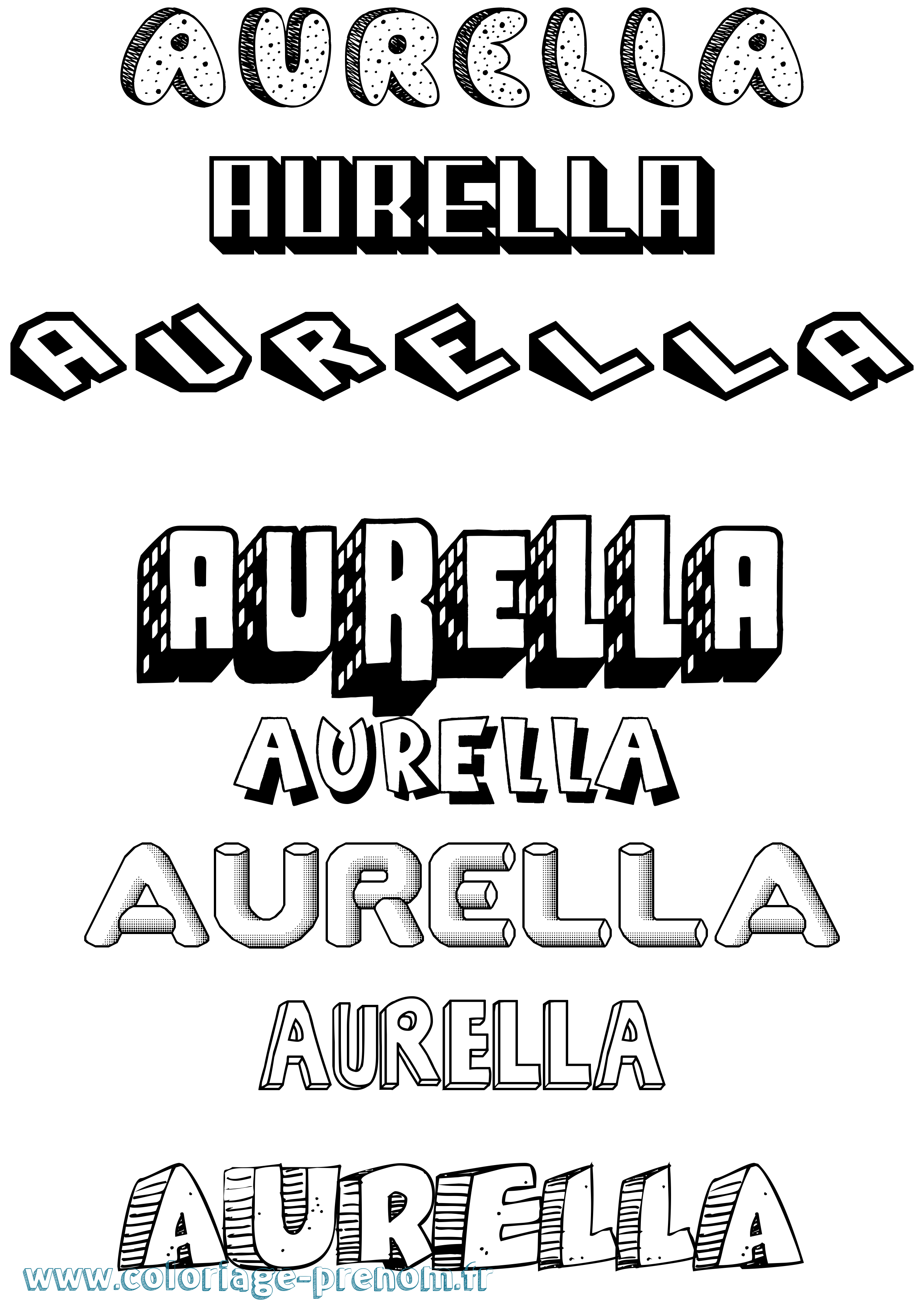 Coloriage Aurella Effet 3D Coloriage prénom Aurella Effet 3D
