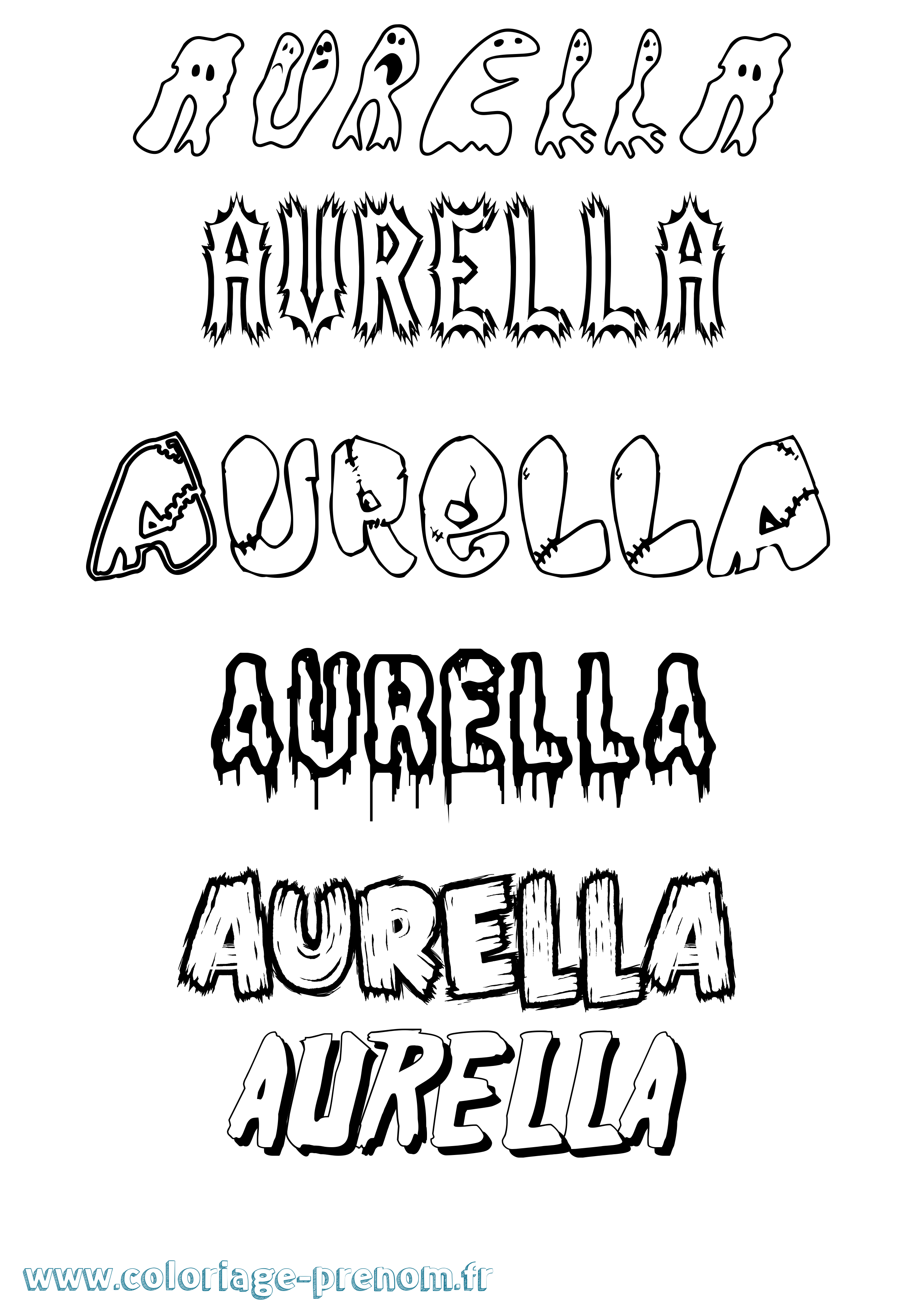 Coloriage Aurella Frisson Coloriage prénom Aurella Frisson