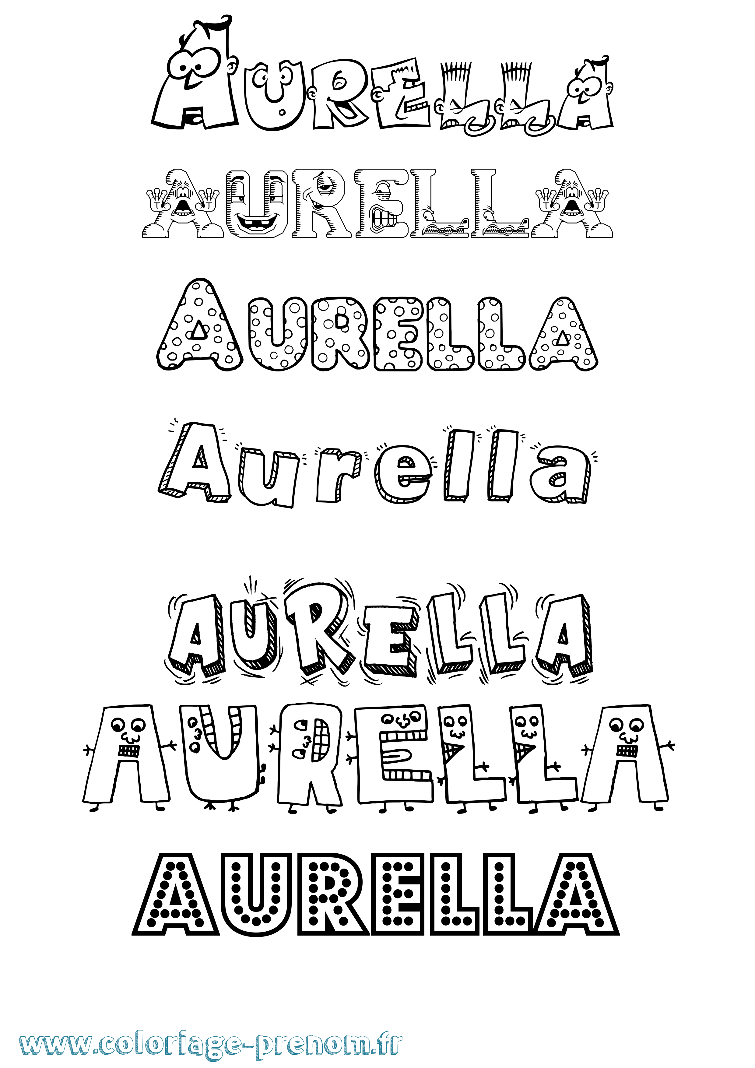 Coloriage Aurella Fun Coloriage prénom Aurella Fun