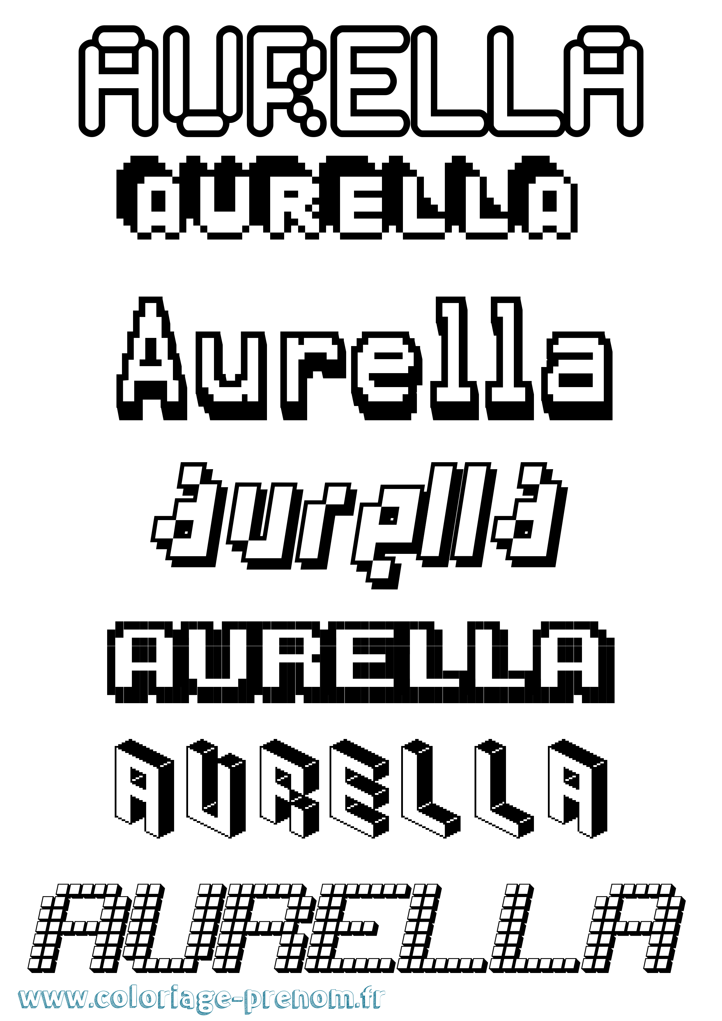 Coloriage Aurella Pixel Coloriage prénom Aurella Pixel