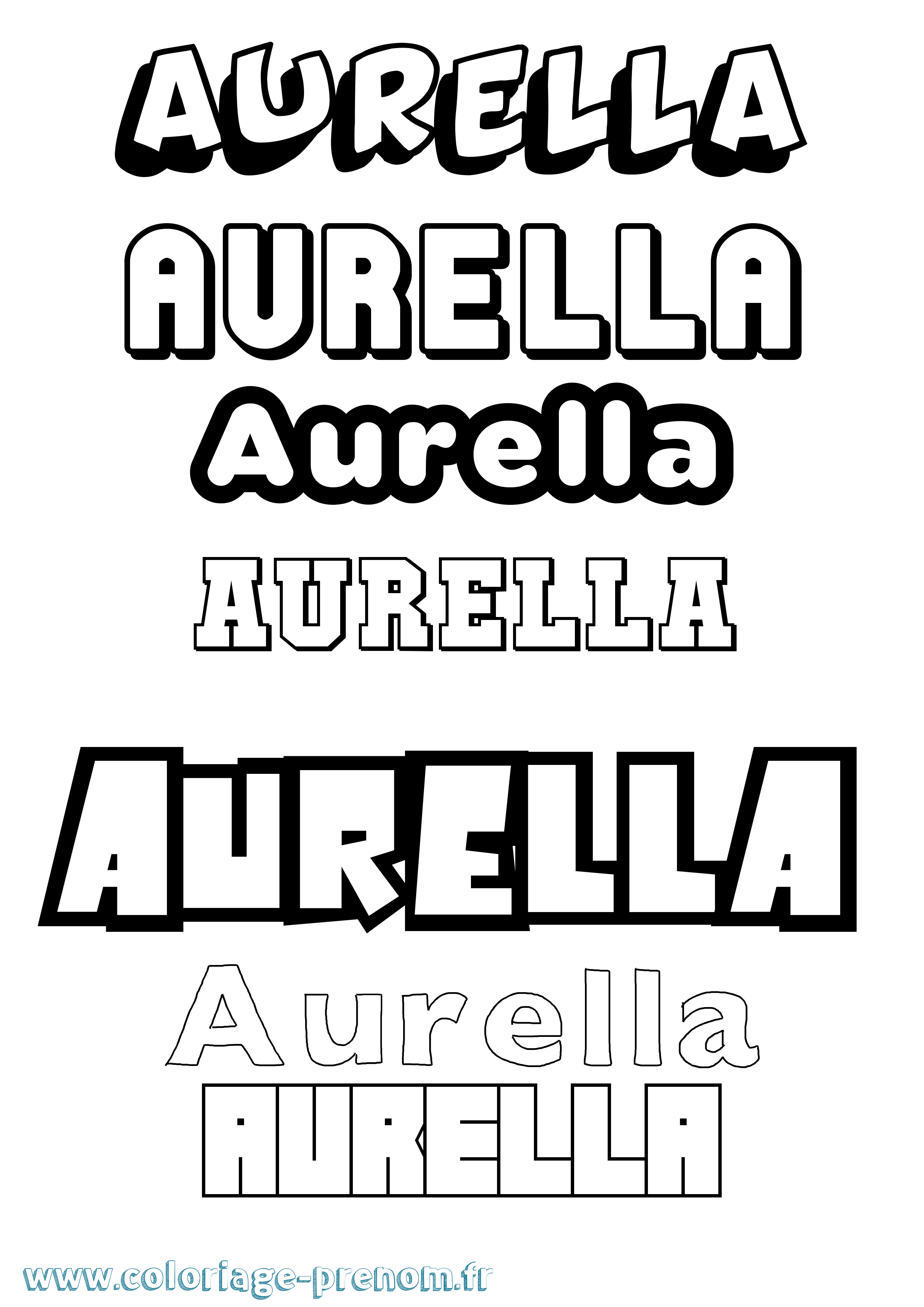 Coloriage prénom Aurella Simple