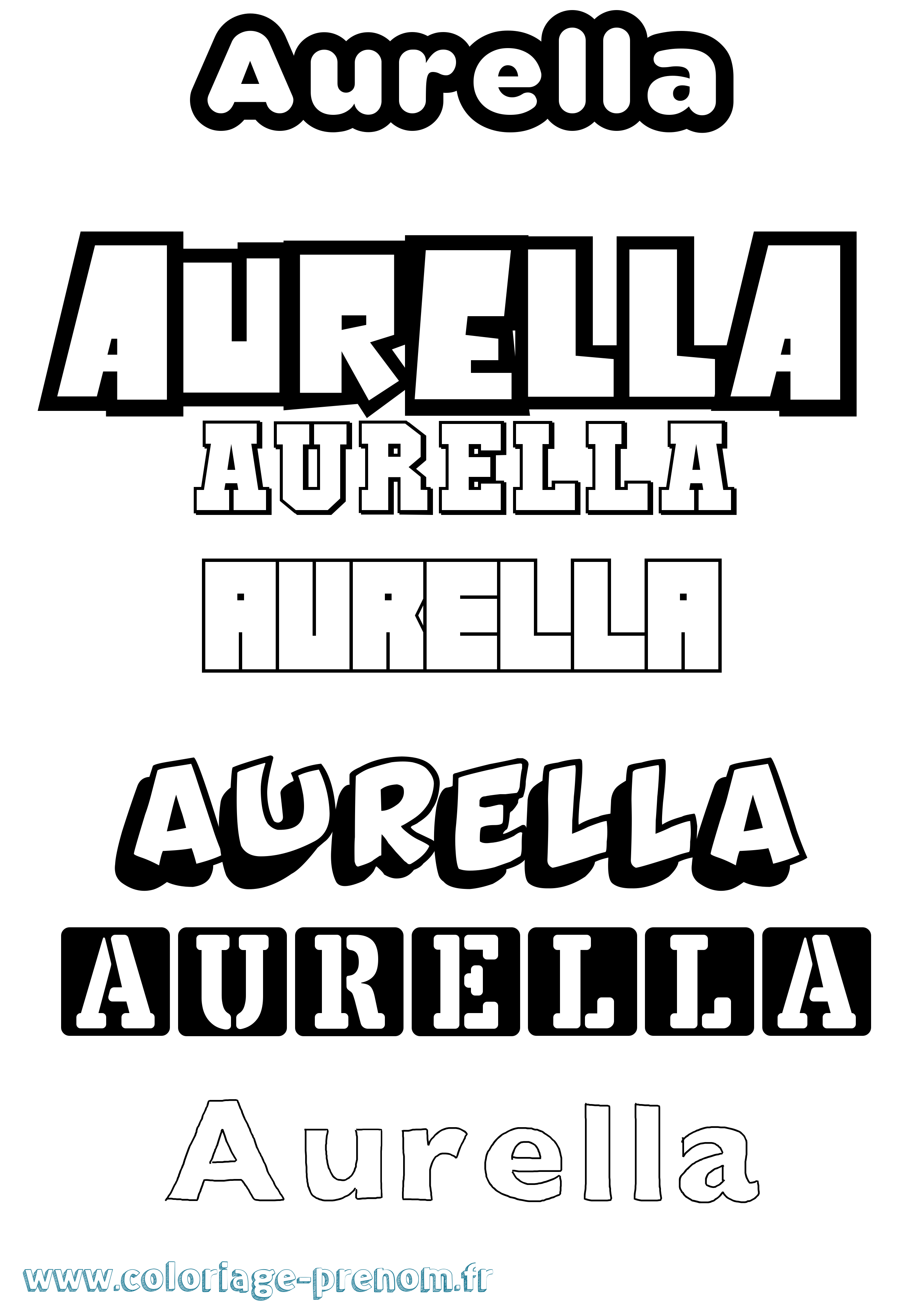 Coloriage Aurella Simple Coloriage prénom Aurella Simple