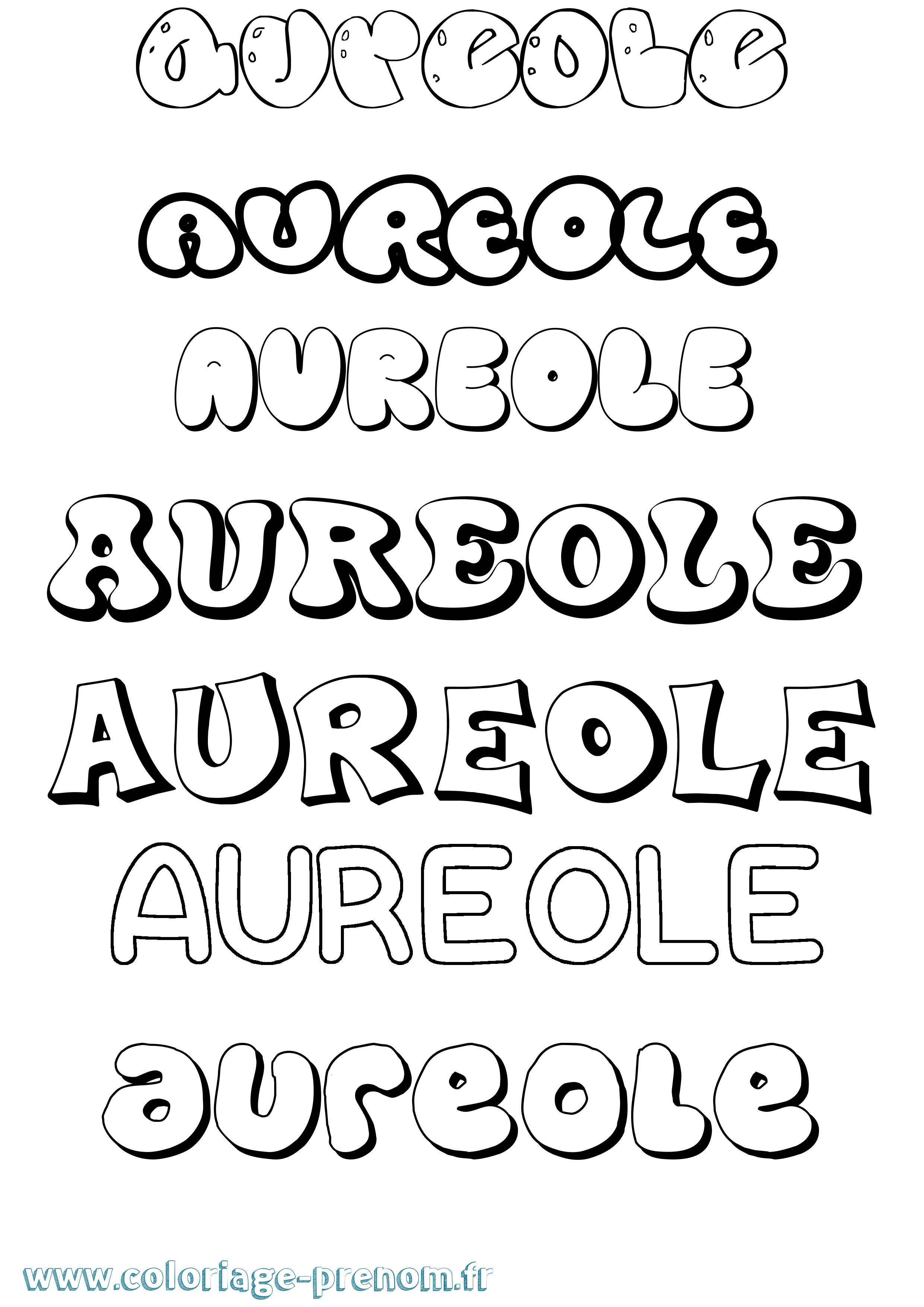 Coloriage prénom Aureole Bubble
