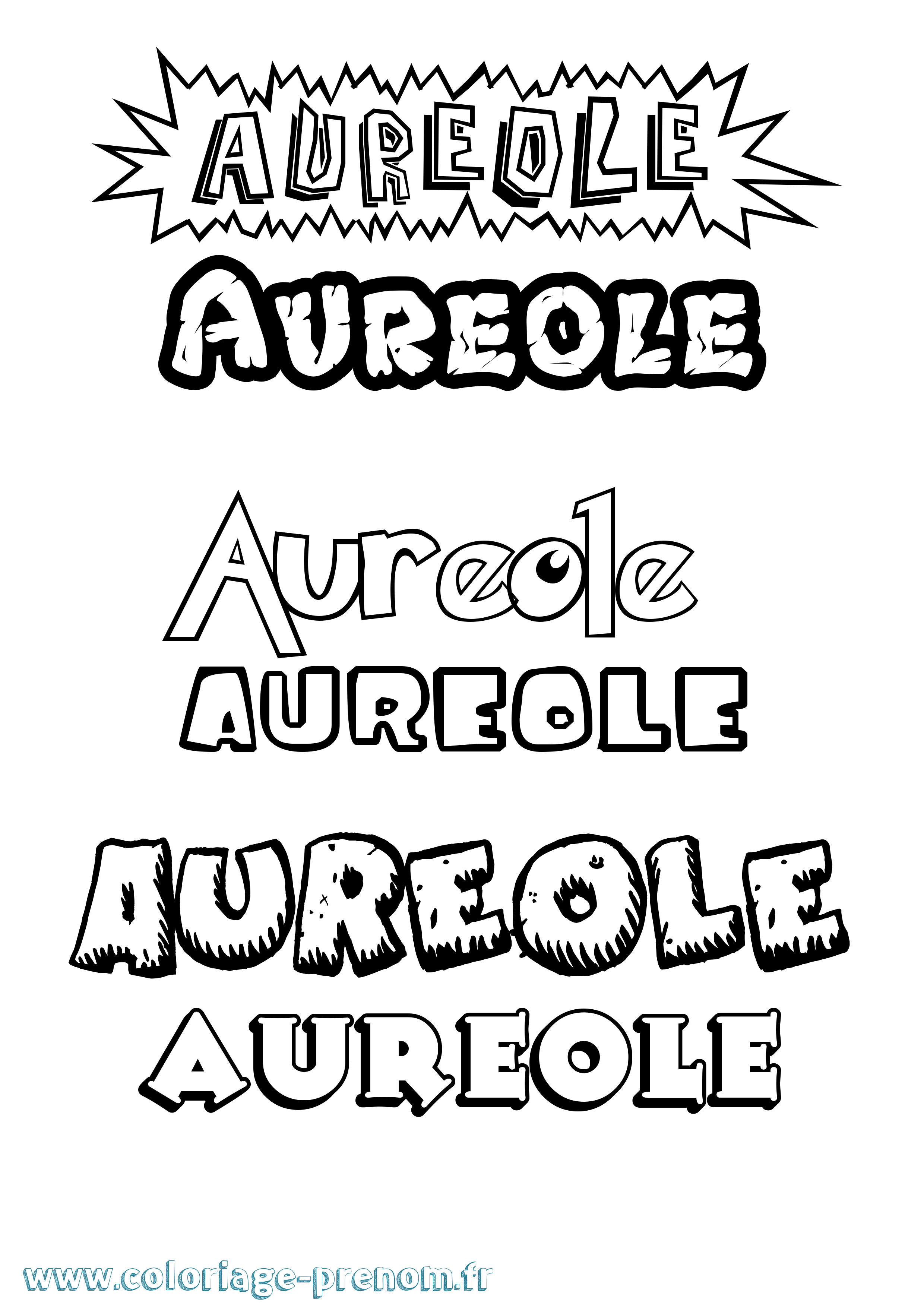 Coloriage prénom Aureole Dessin Animé