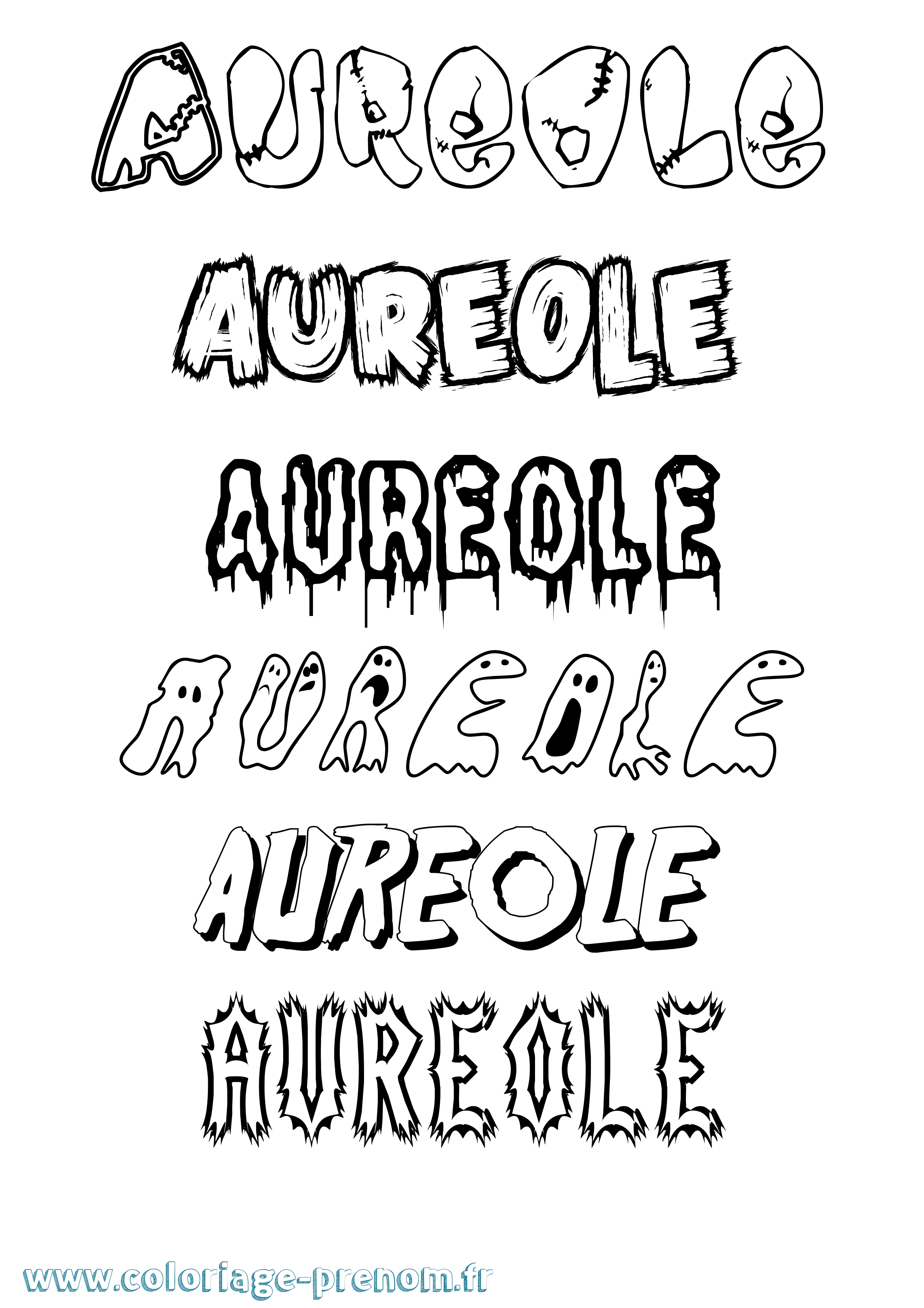 Coloriage prénom Aureole Frisson