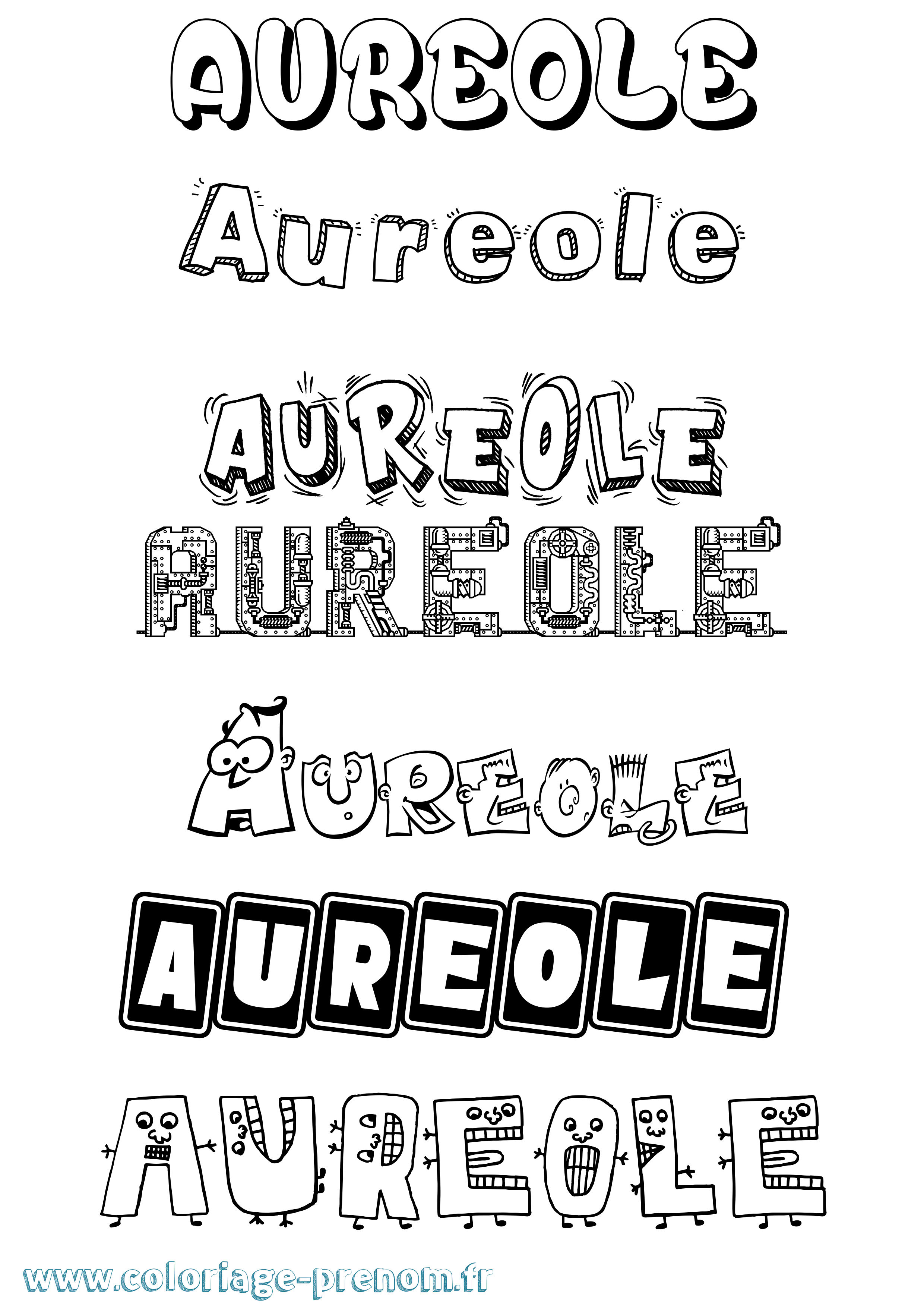 Coloriage prénom Aureole Fun