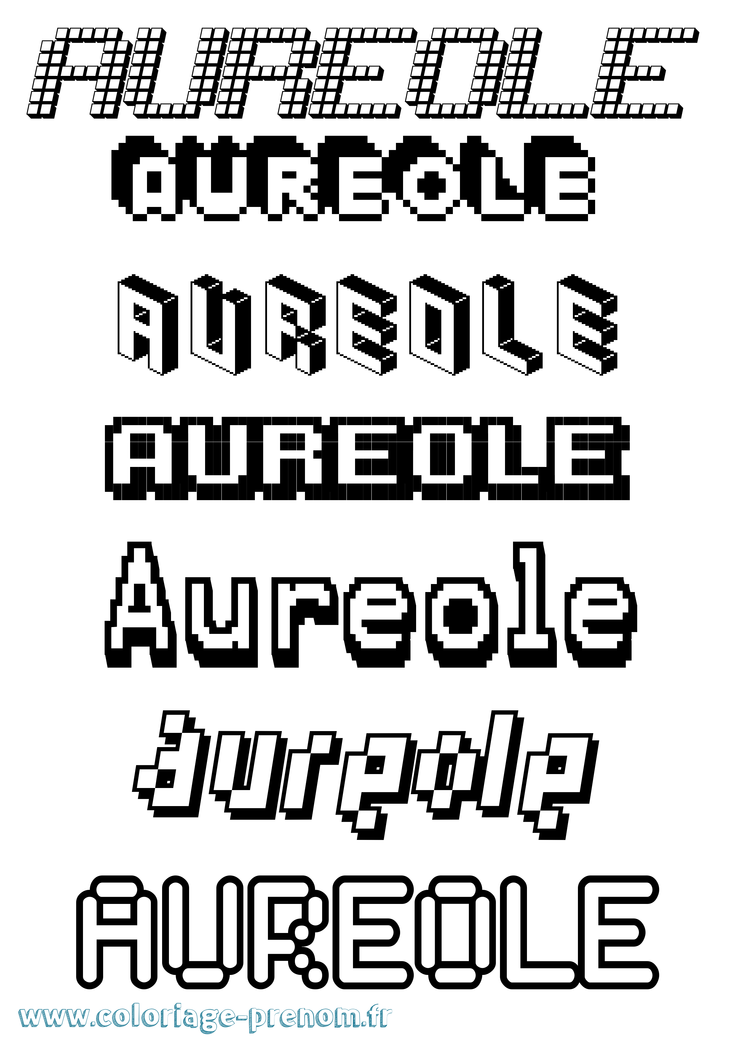 Coloriage prénom Aureole Pixel