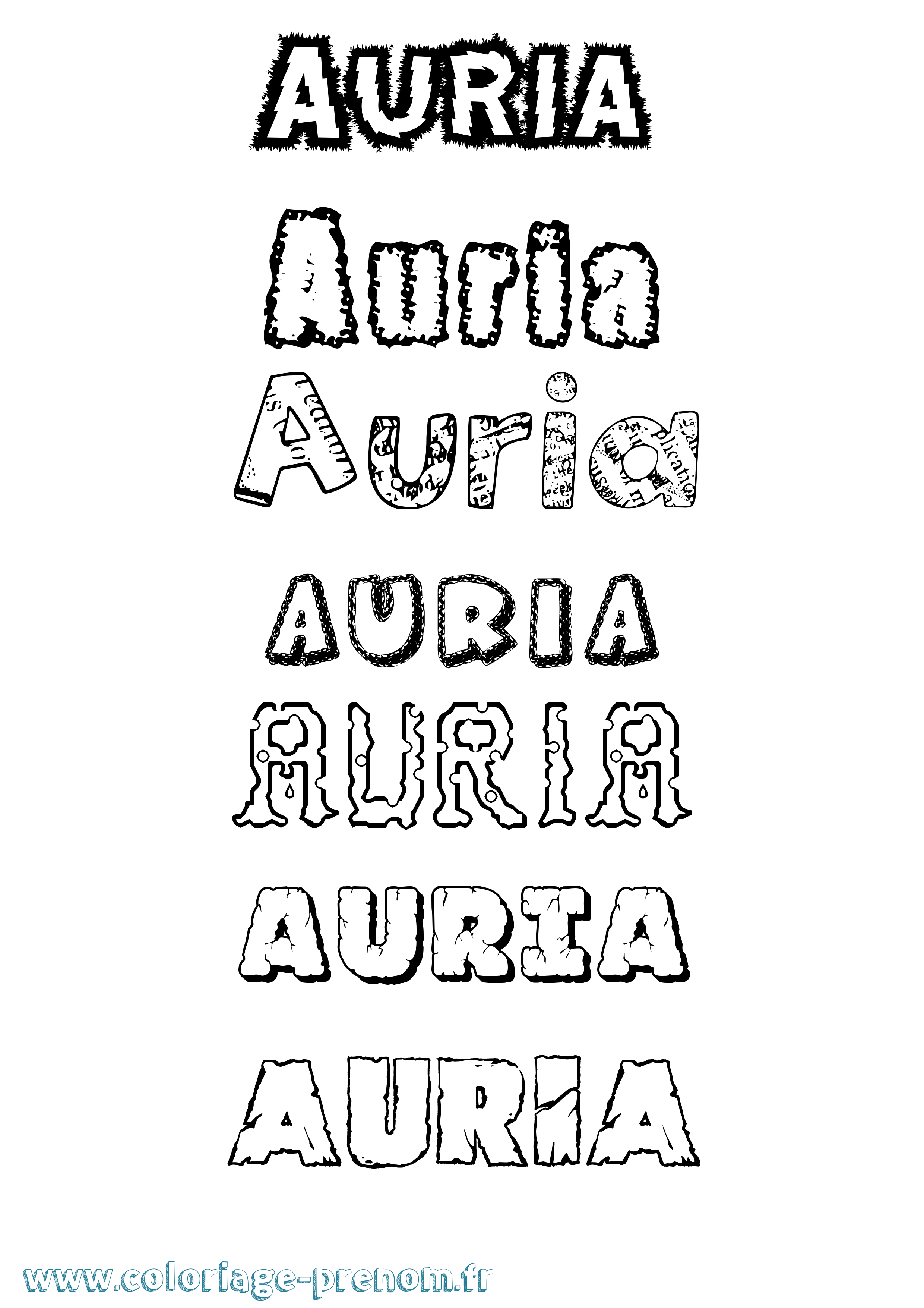 Coloriage prénom Auria Destructuré