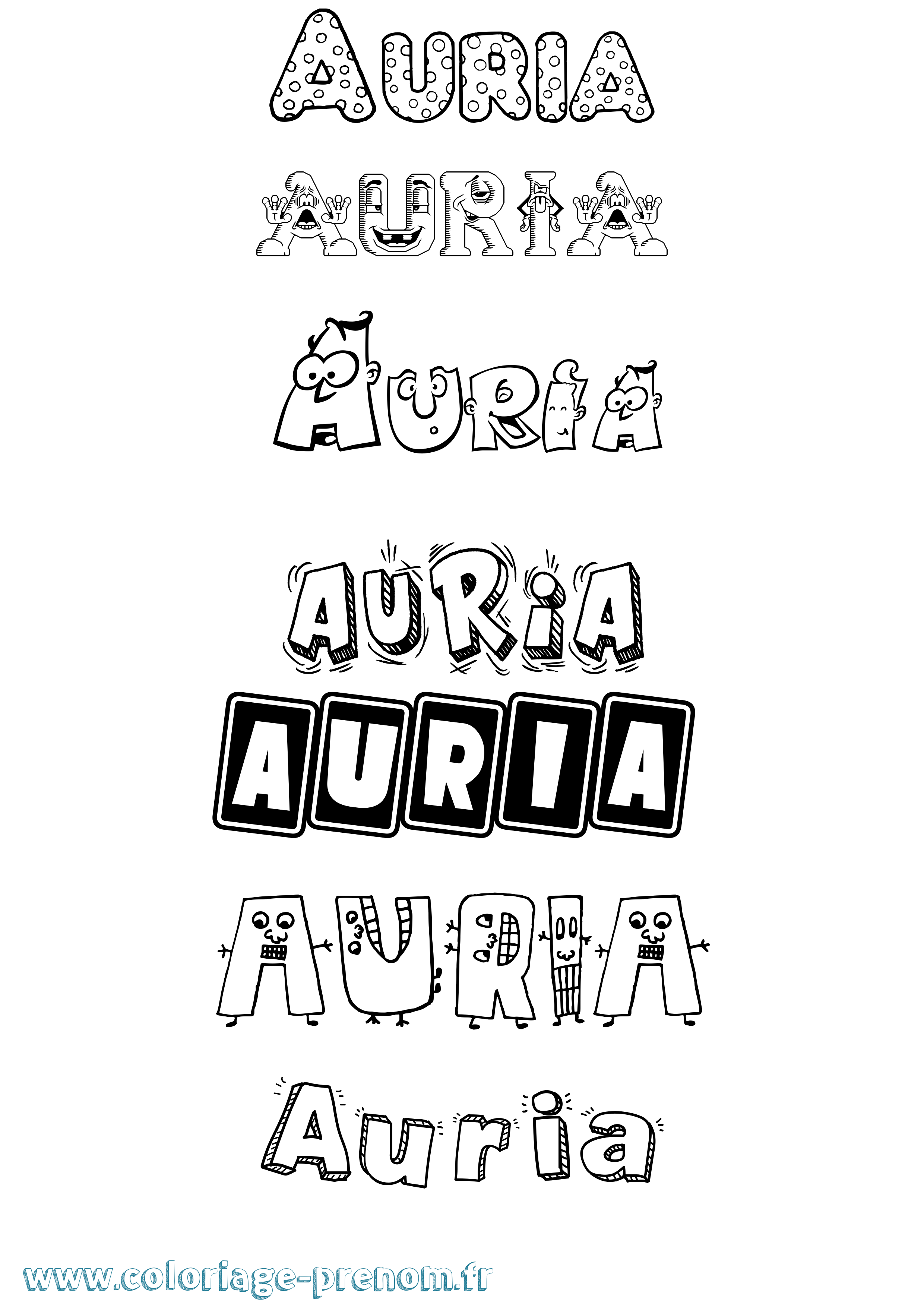 Coloriage prénom Auria Fun