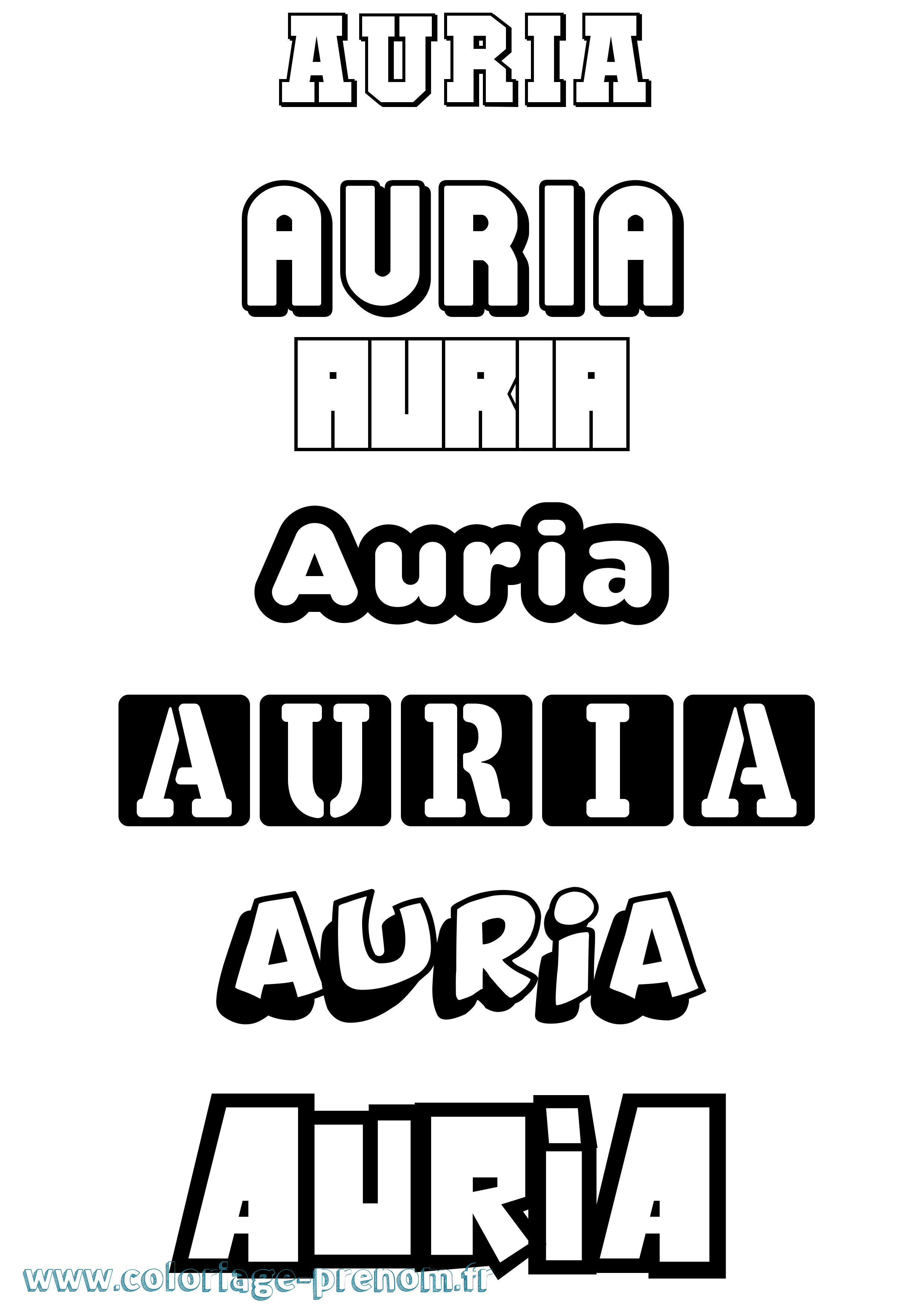 Coloriage prénom Auria Simple