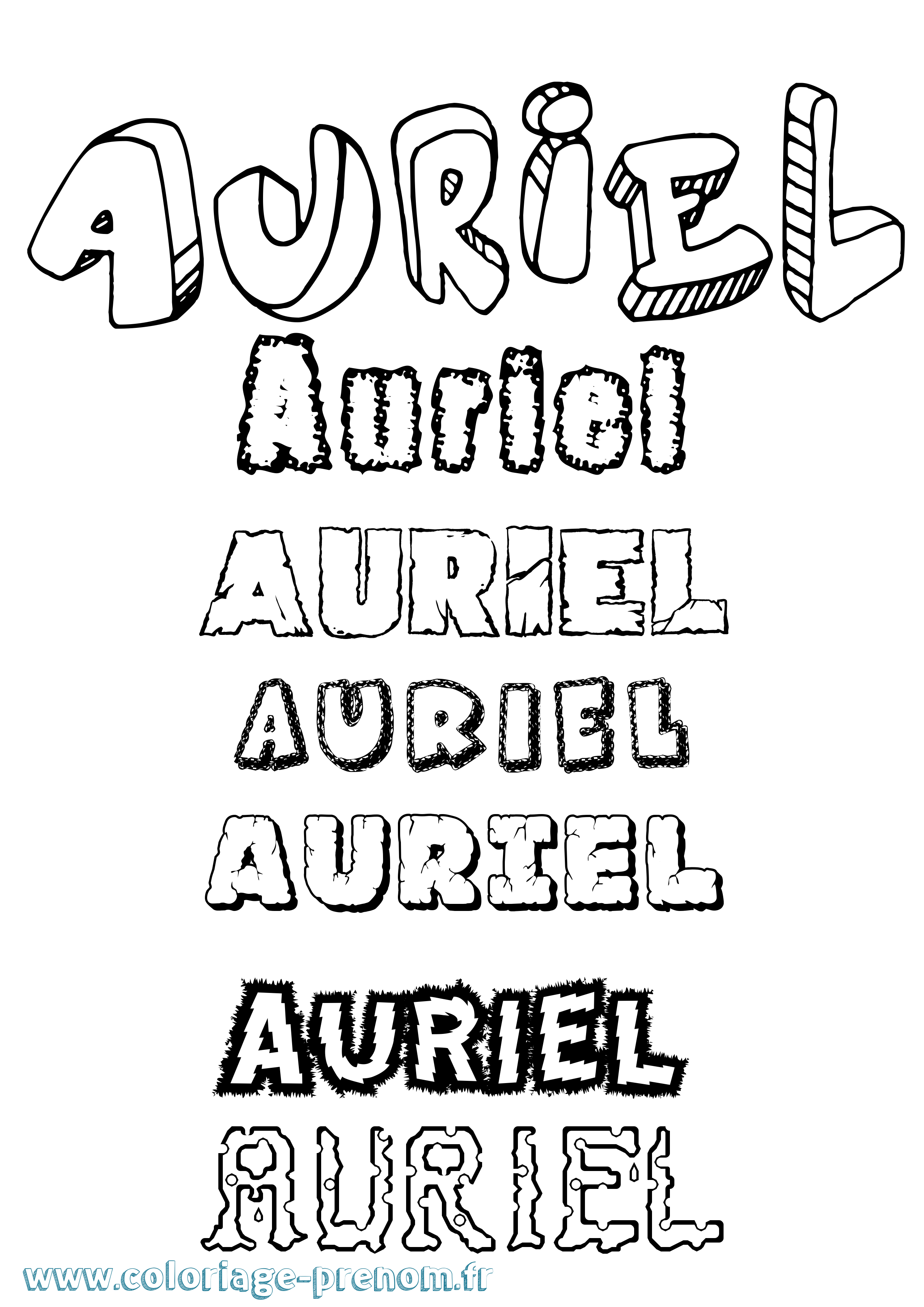 Coloriage prénom Auriel Destructuré