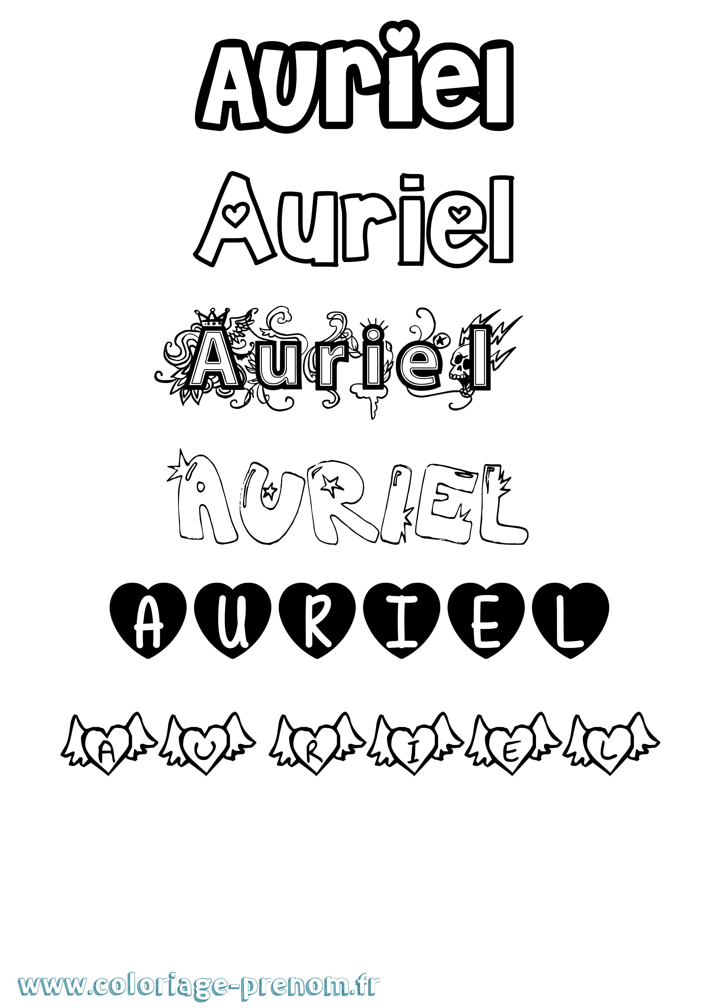 Coloriage prénom Auriel Girly
