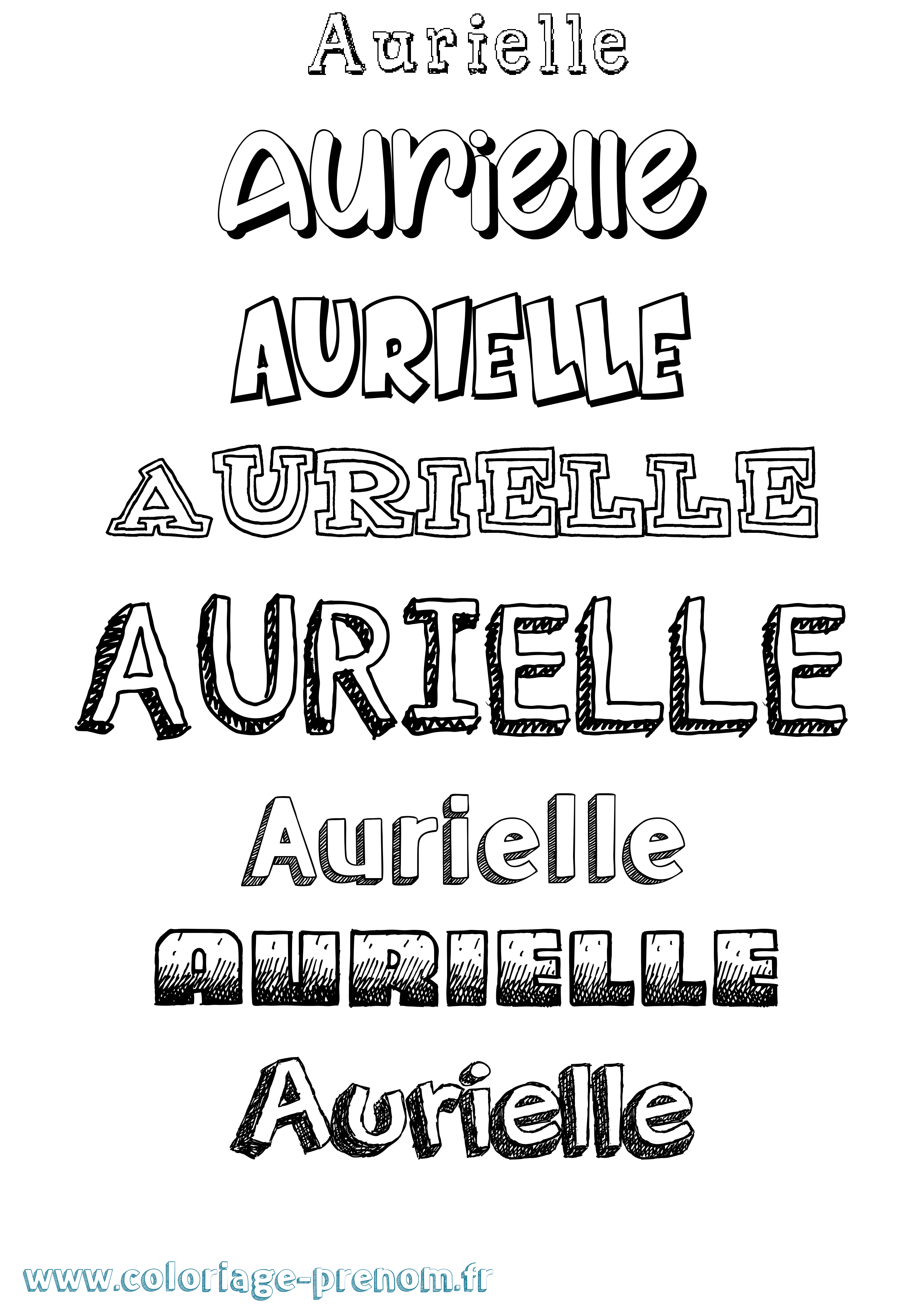 Coloriage prénom Aurielle Dessiné