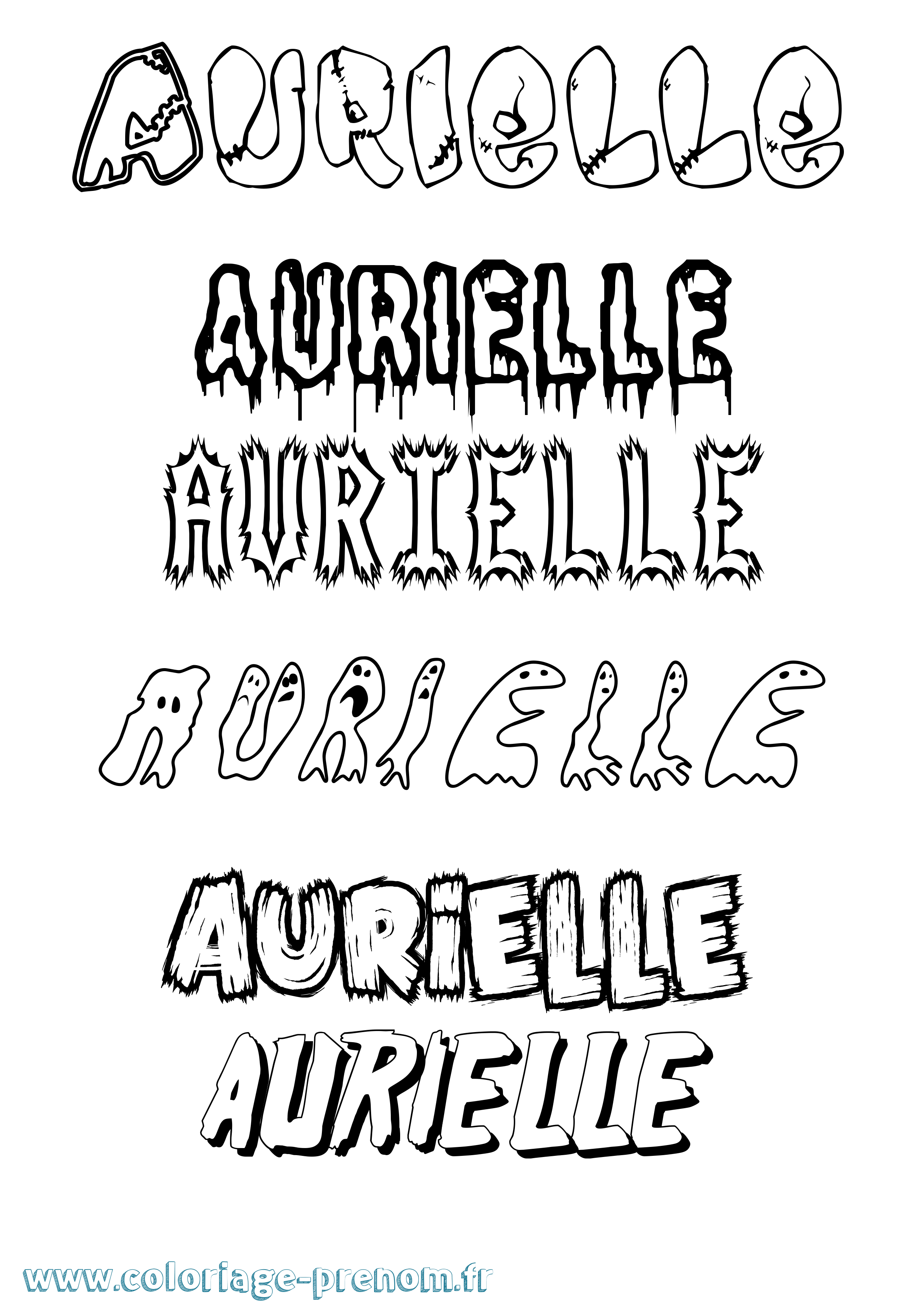 Coloriage prénom Aurielle Frisson