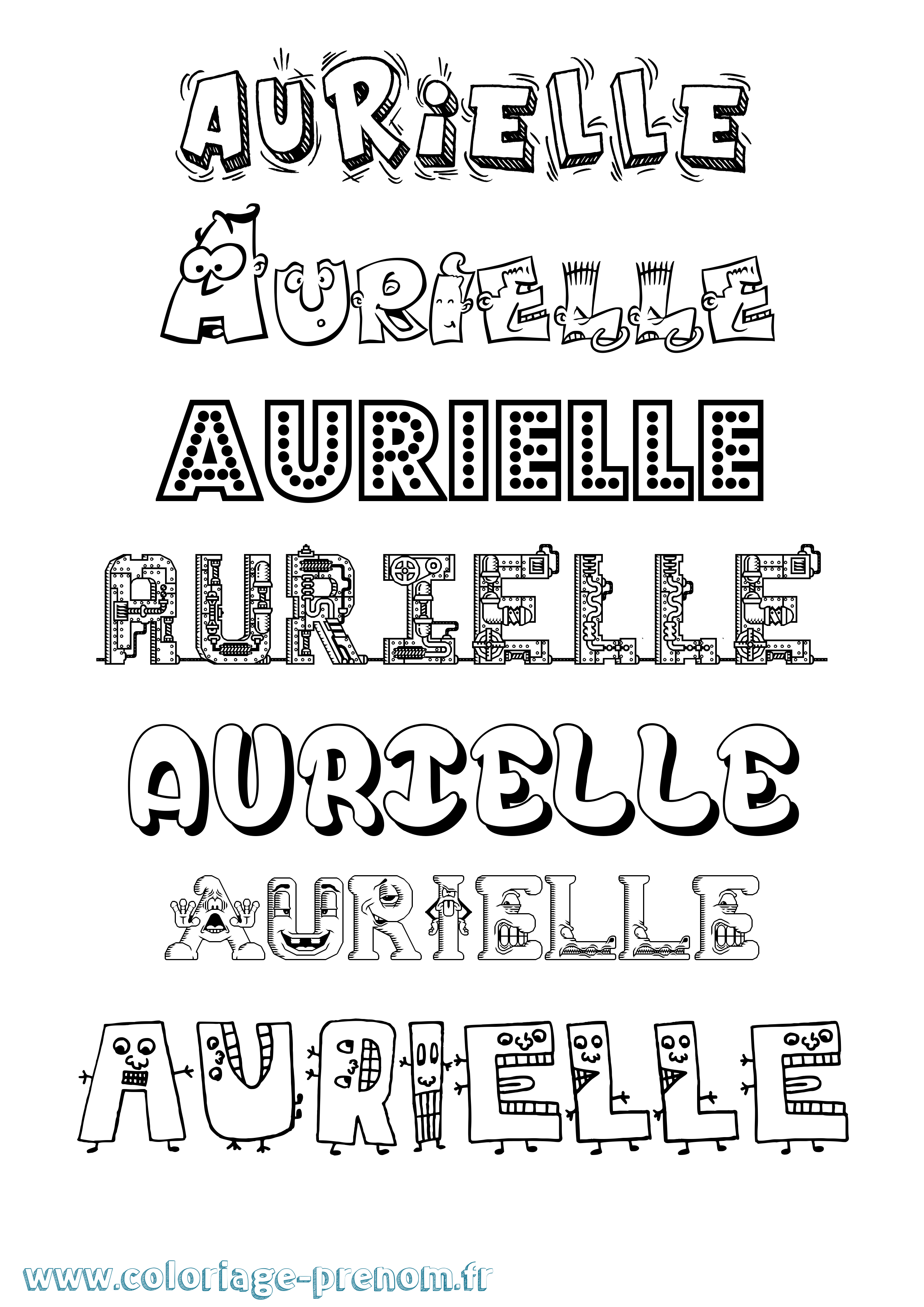 Coloriage prénom Aurielle Fun