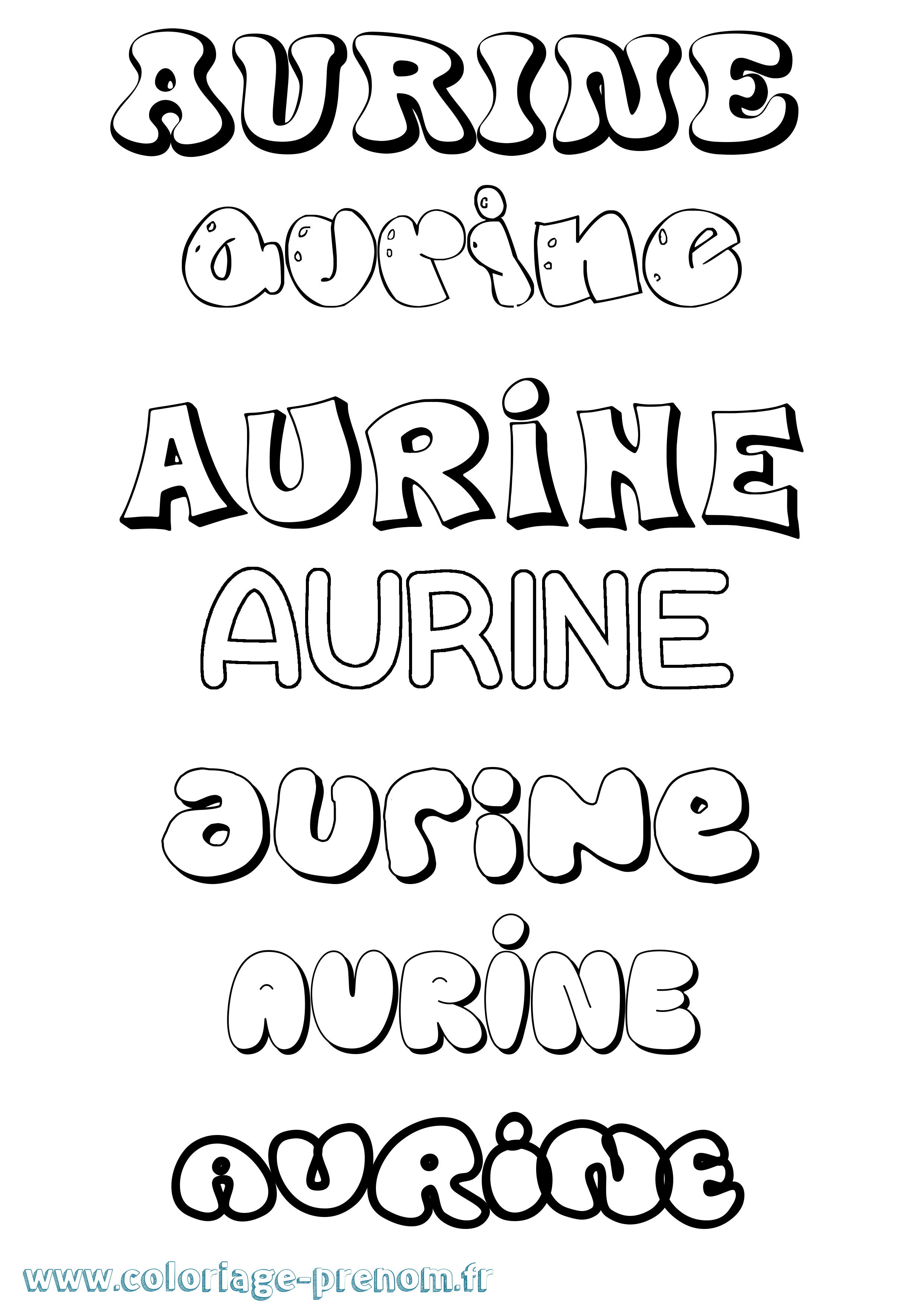 Coloriage prénom Aurine Bubble
