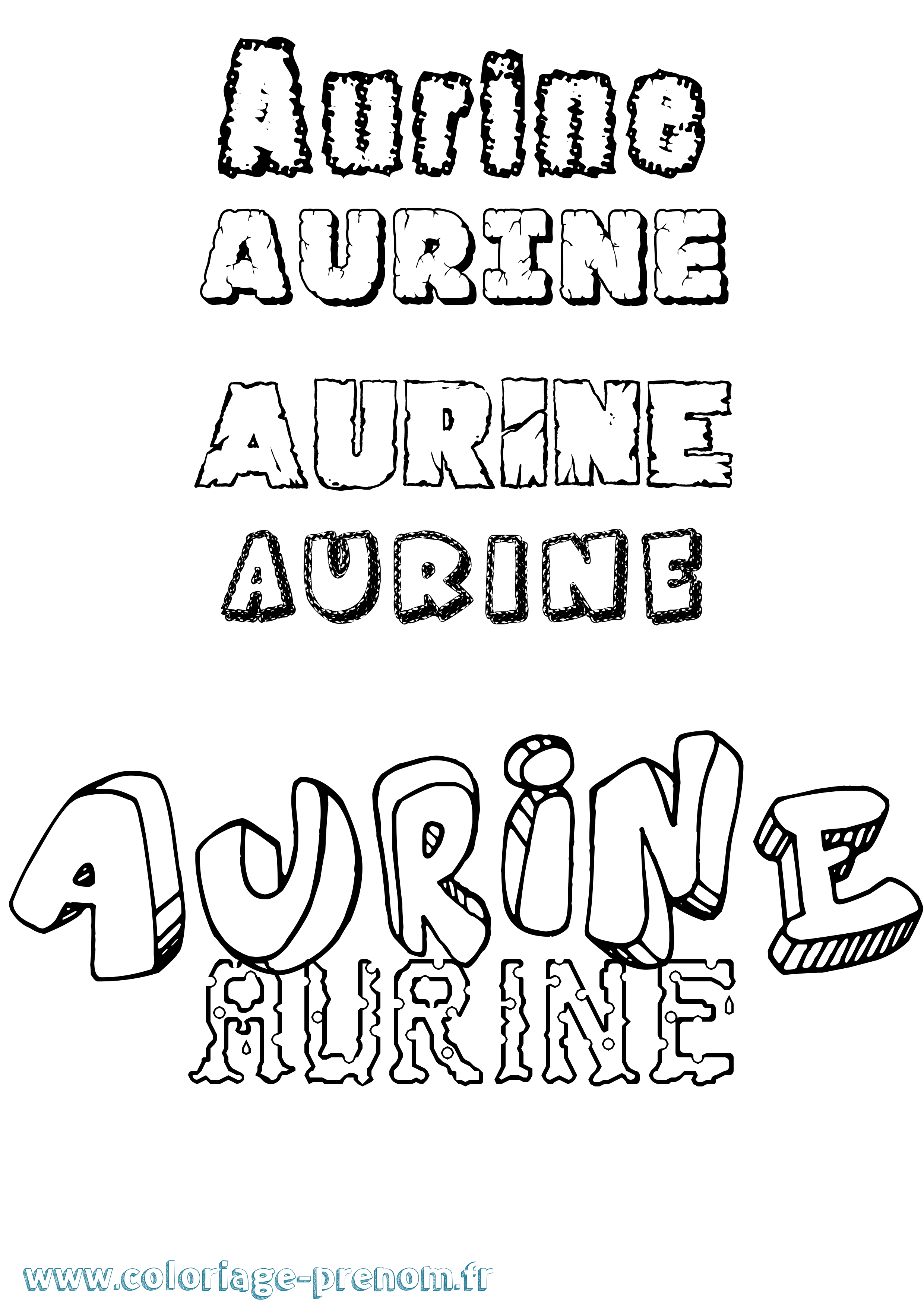 Coloriage prénom Aurine Destructuré