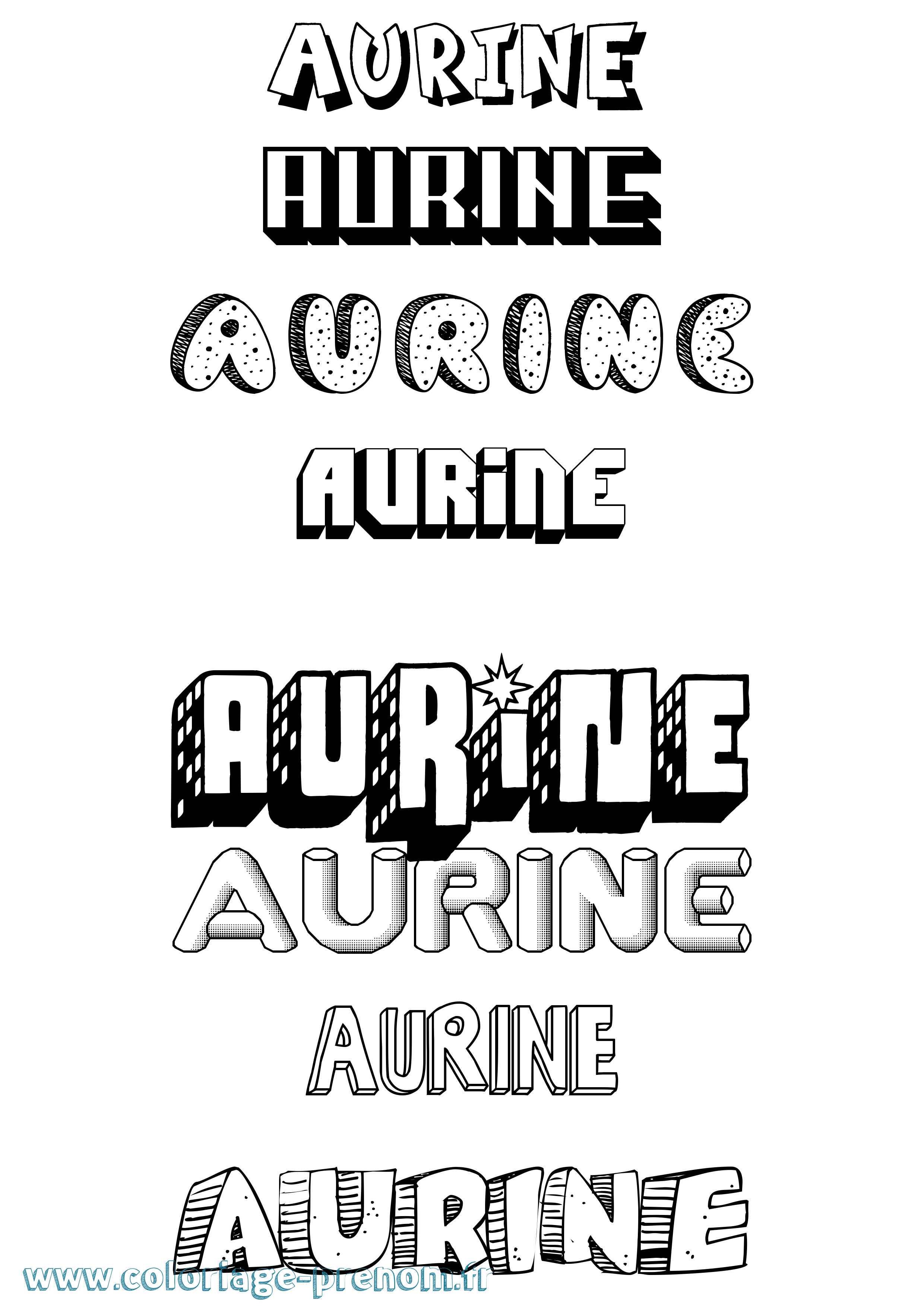 Coloriage prénom Aurine Effet 3D