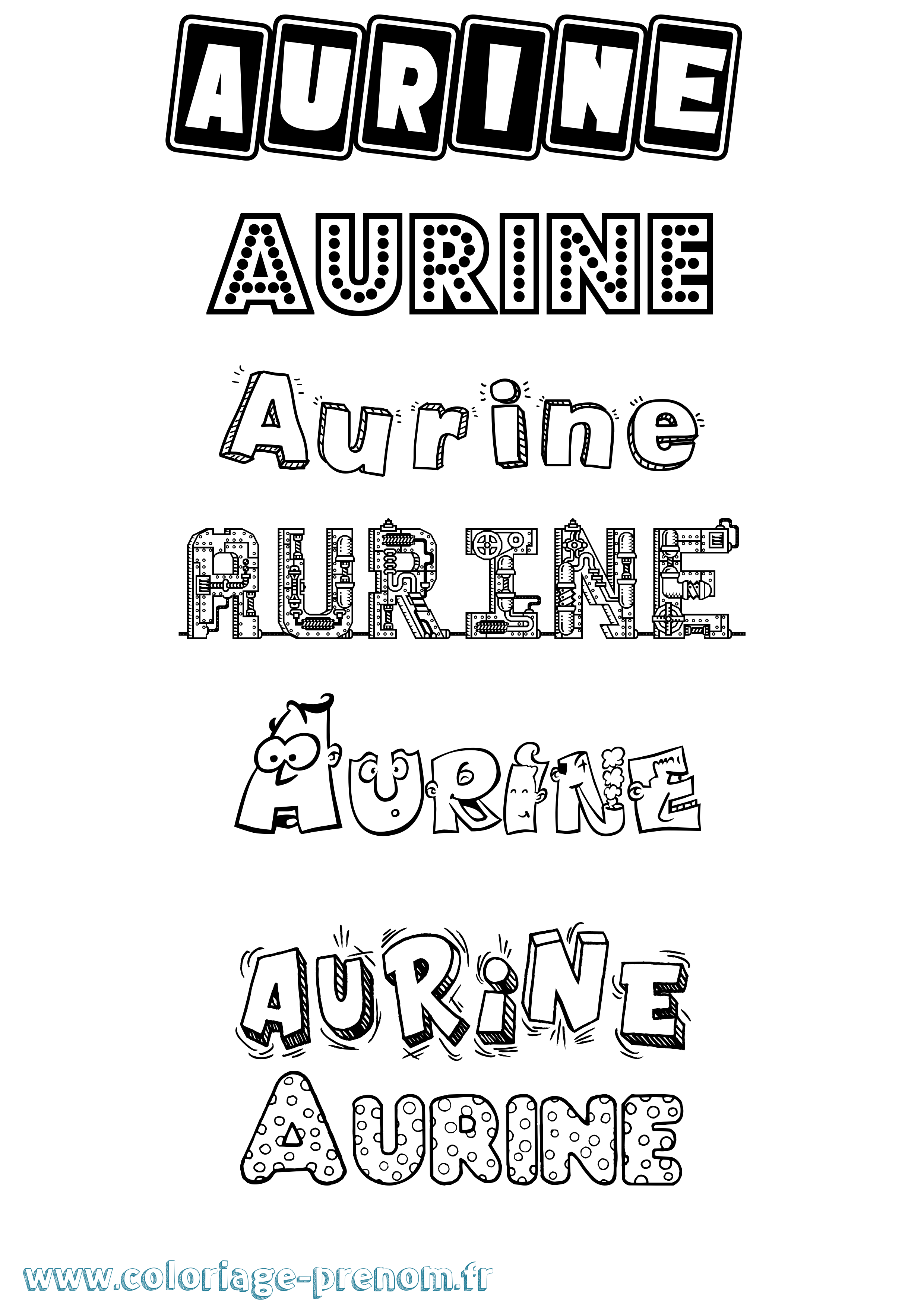 Coloriage prénom Aurine Fun