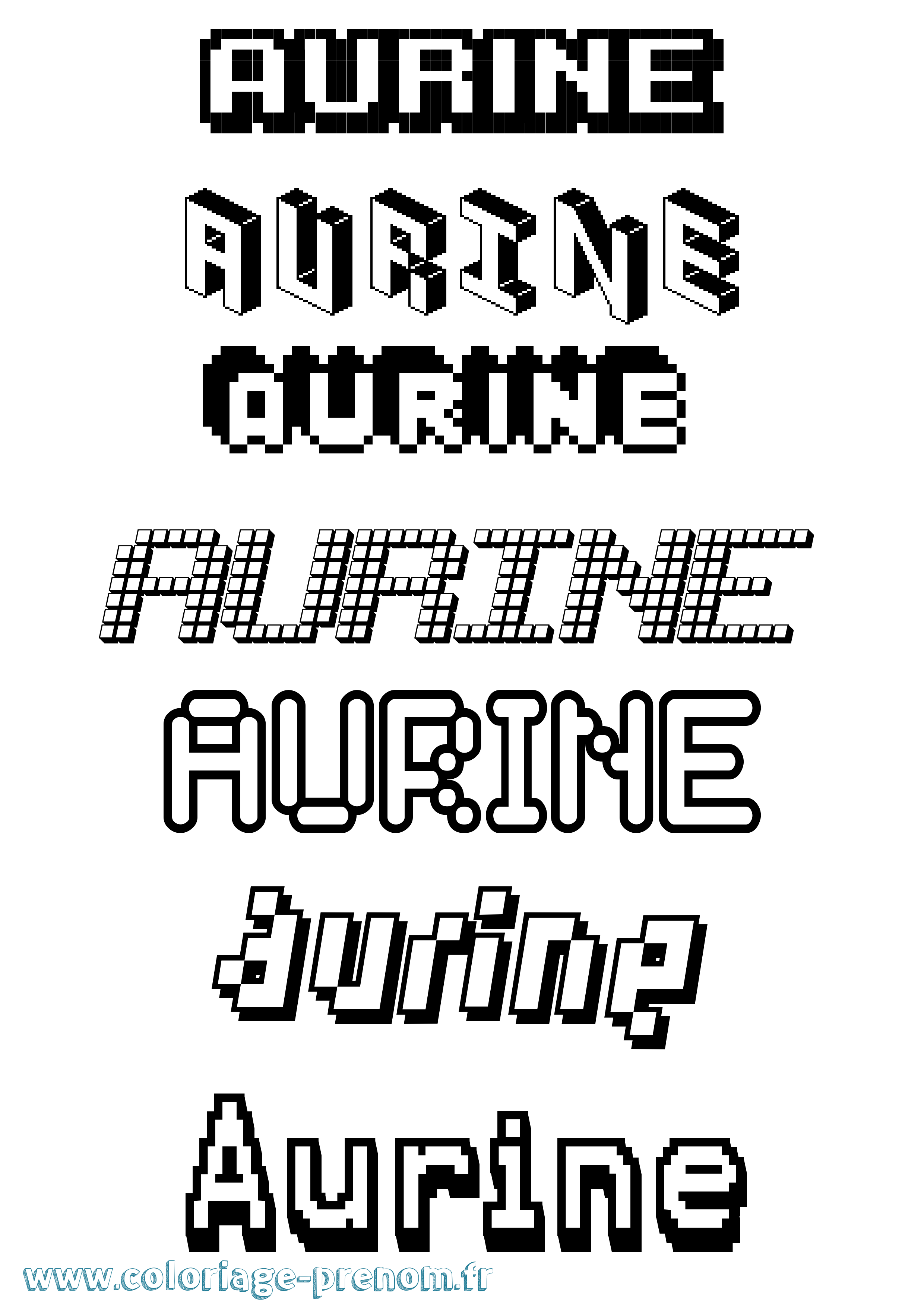 Coloriage prénom Aurine Pixel