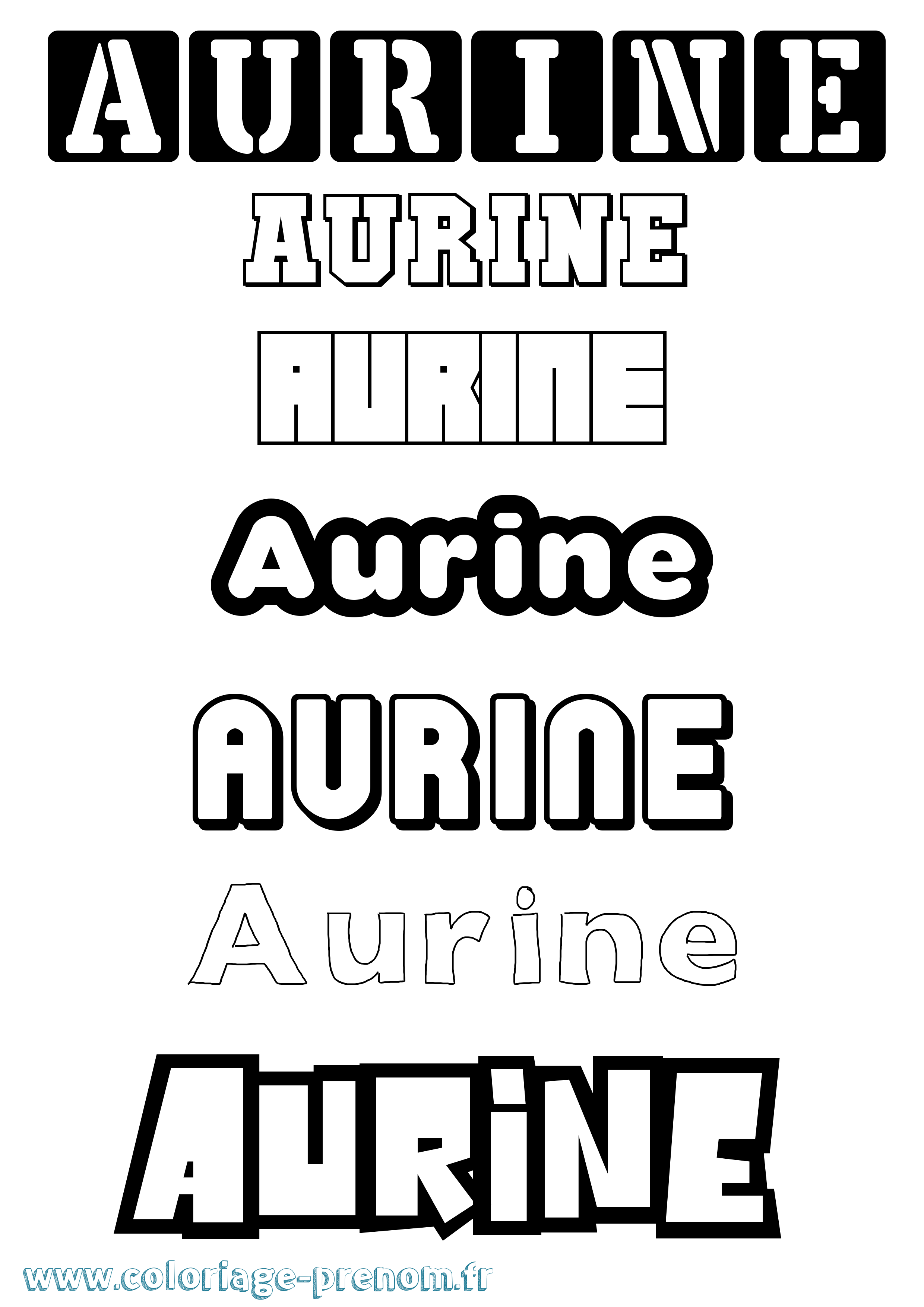 Coloriage prénom Aurine Simple