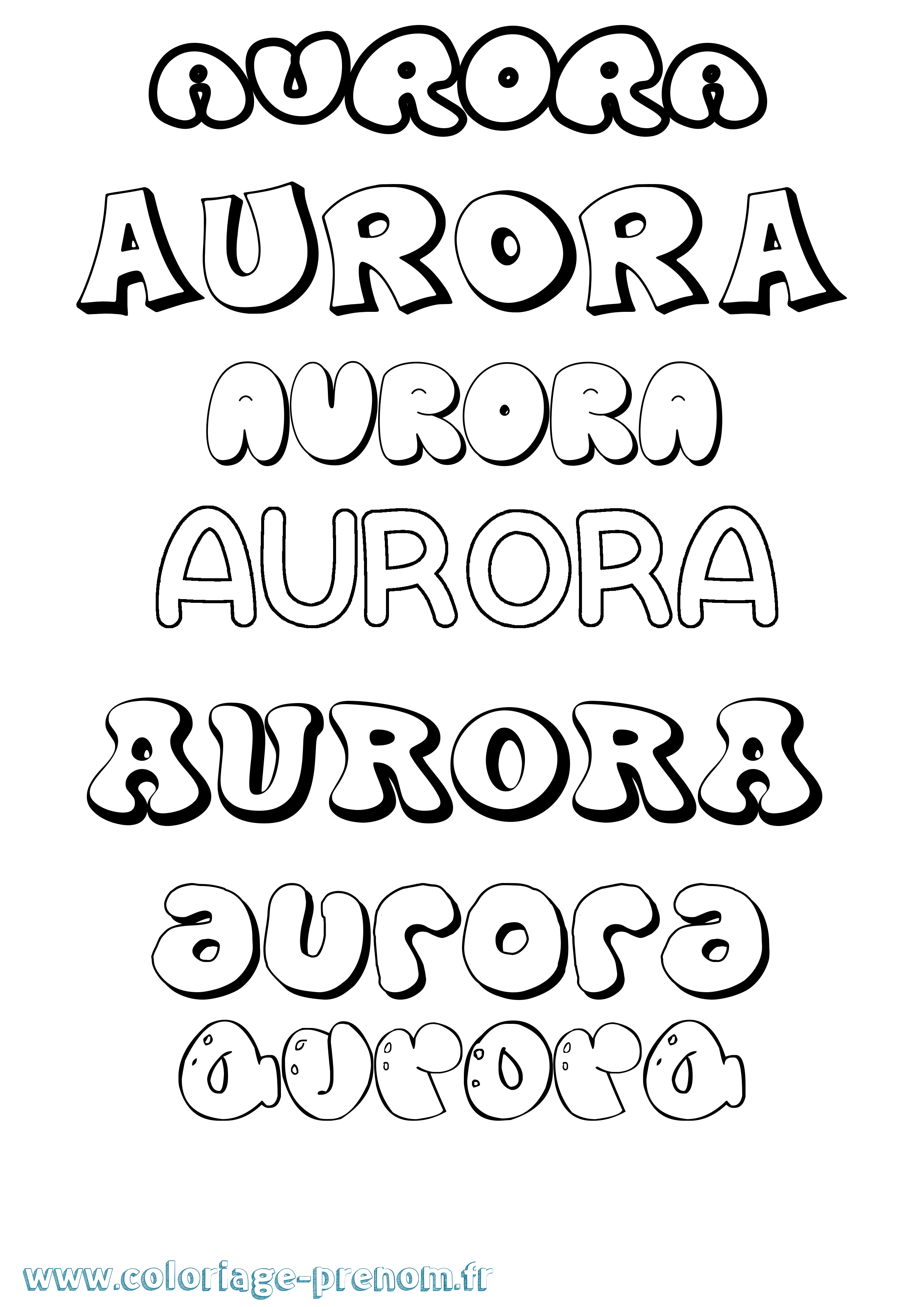 Coloriage prénom Aurora Bubble