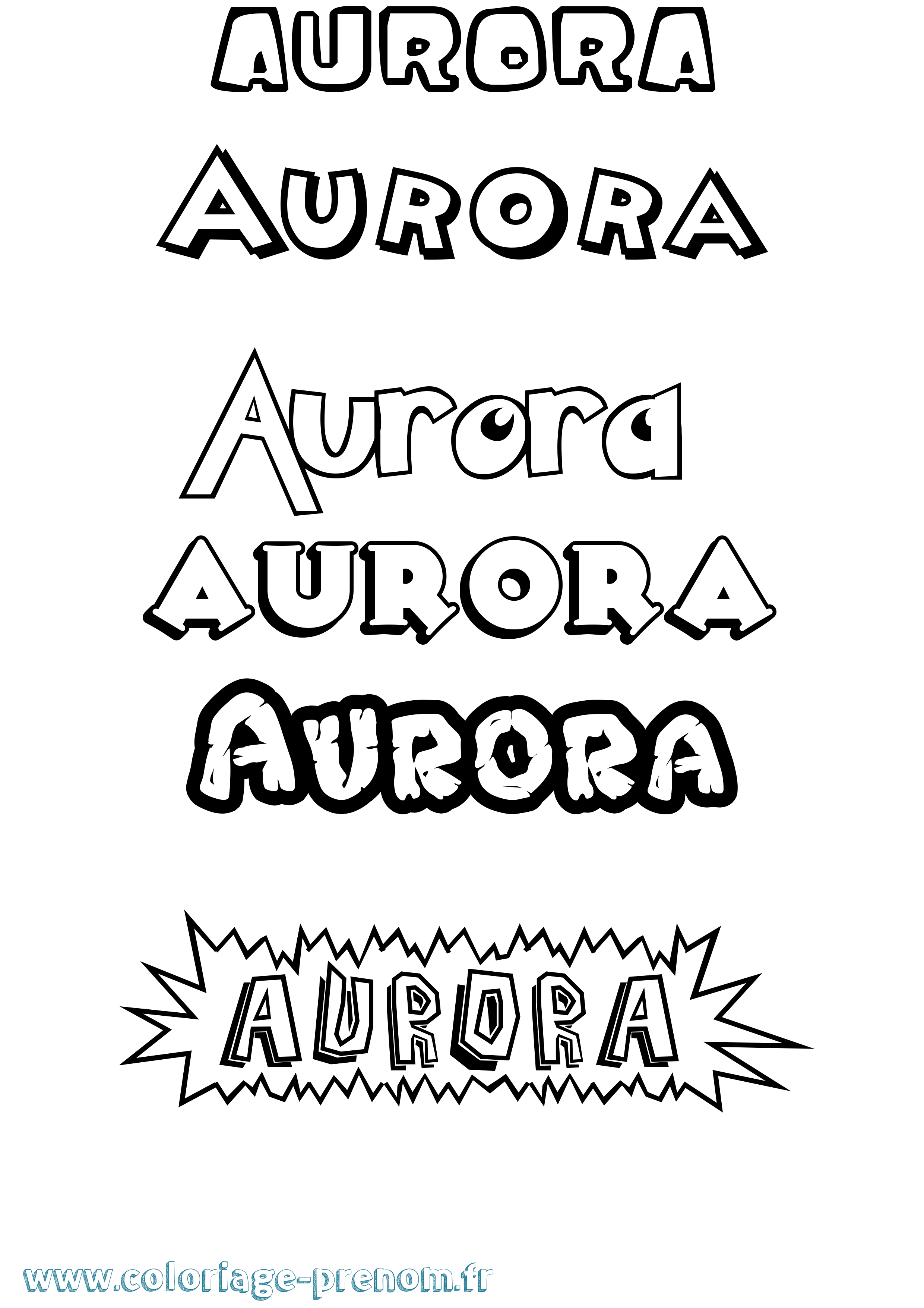 Coloriage prénom Aurora Dessin Animé