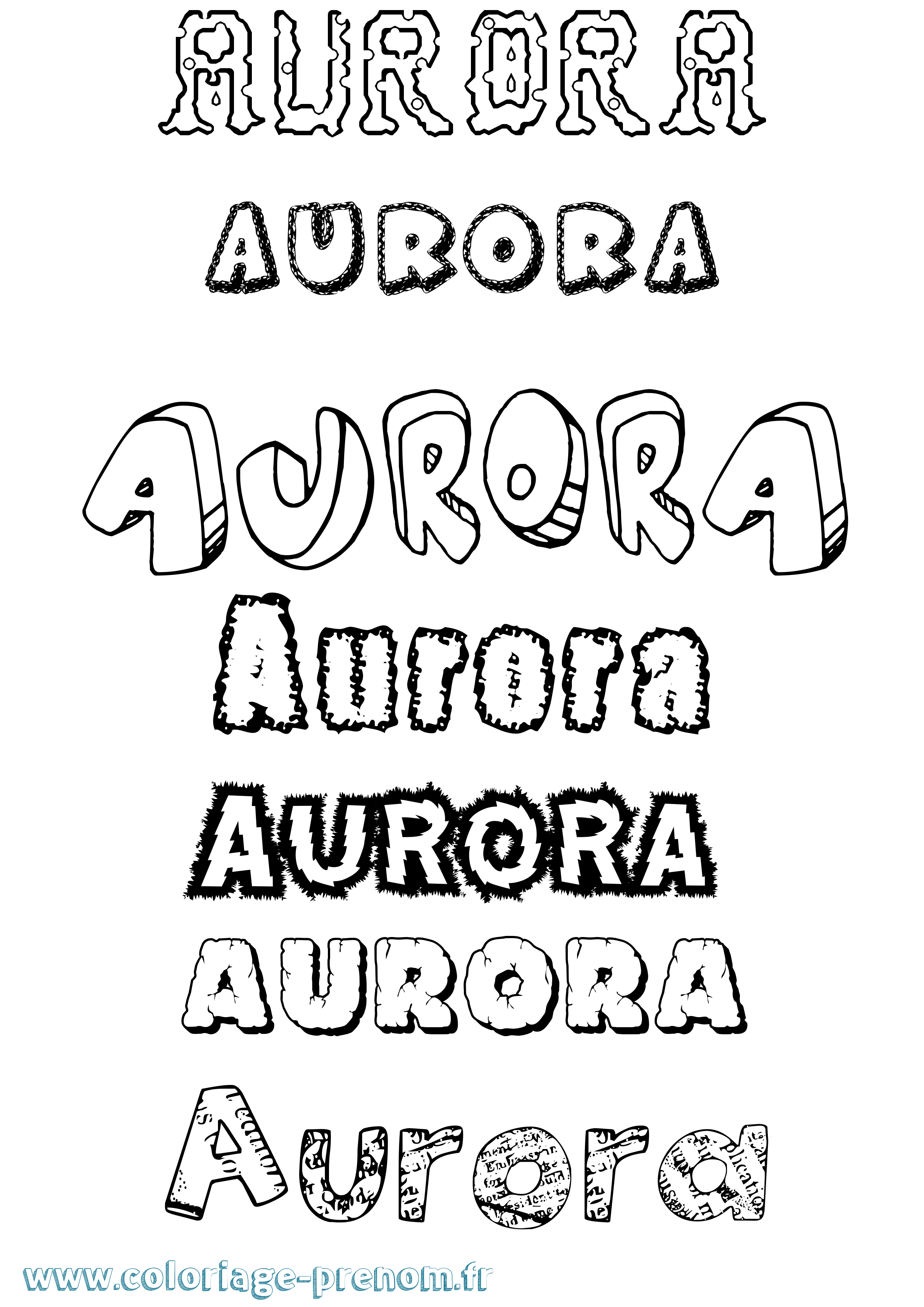 Coloriage prénom Aurora Destructuré
