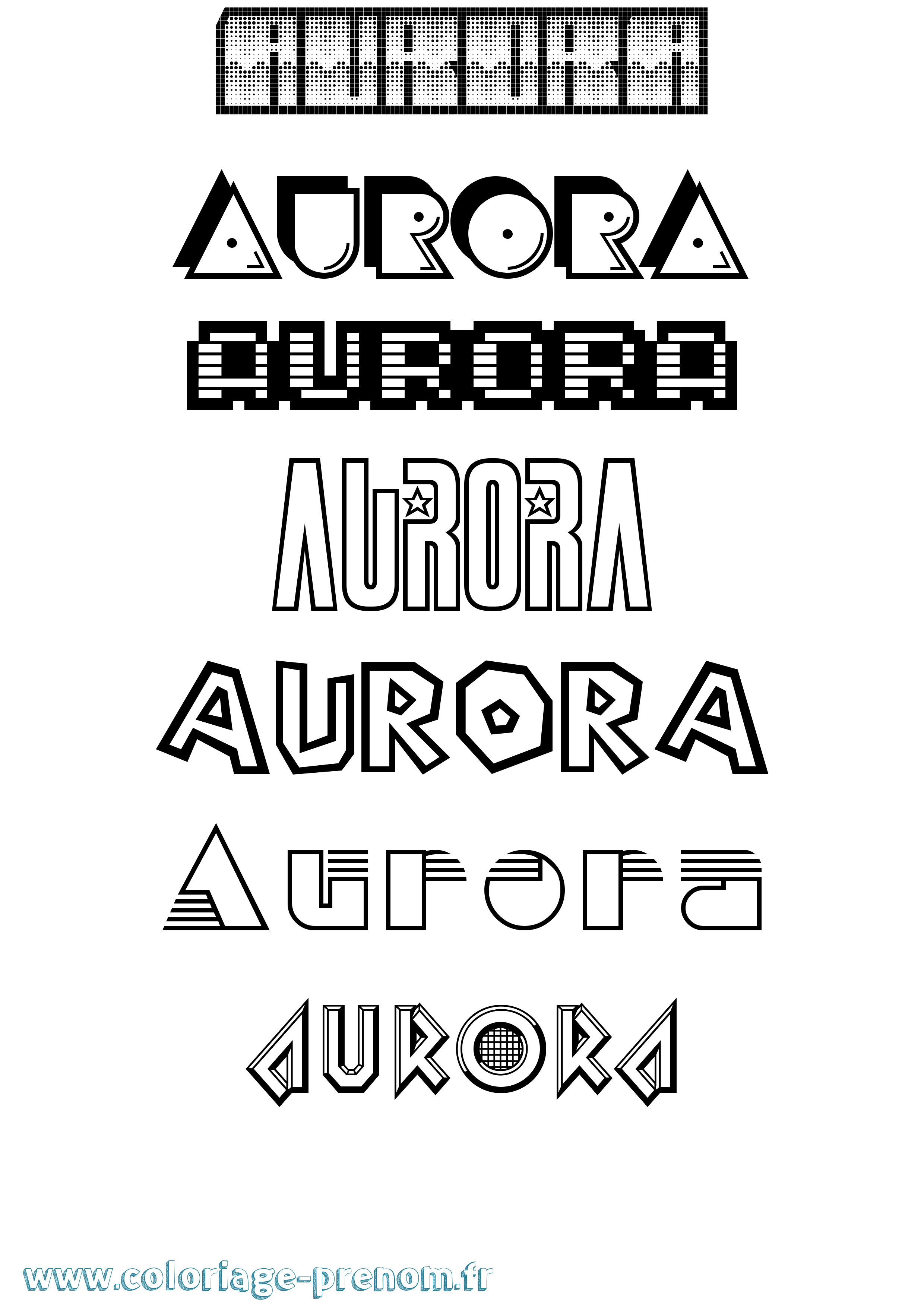 Coloriage prénom Aurora Jeux Vidéos
