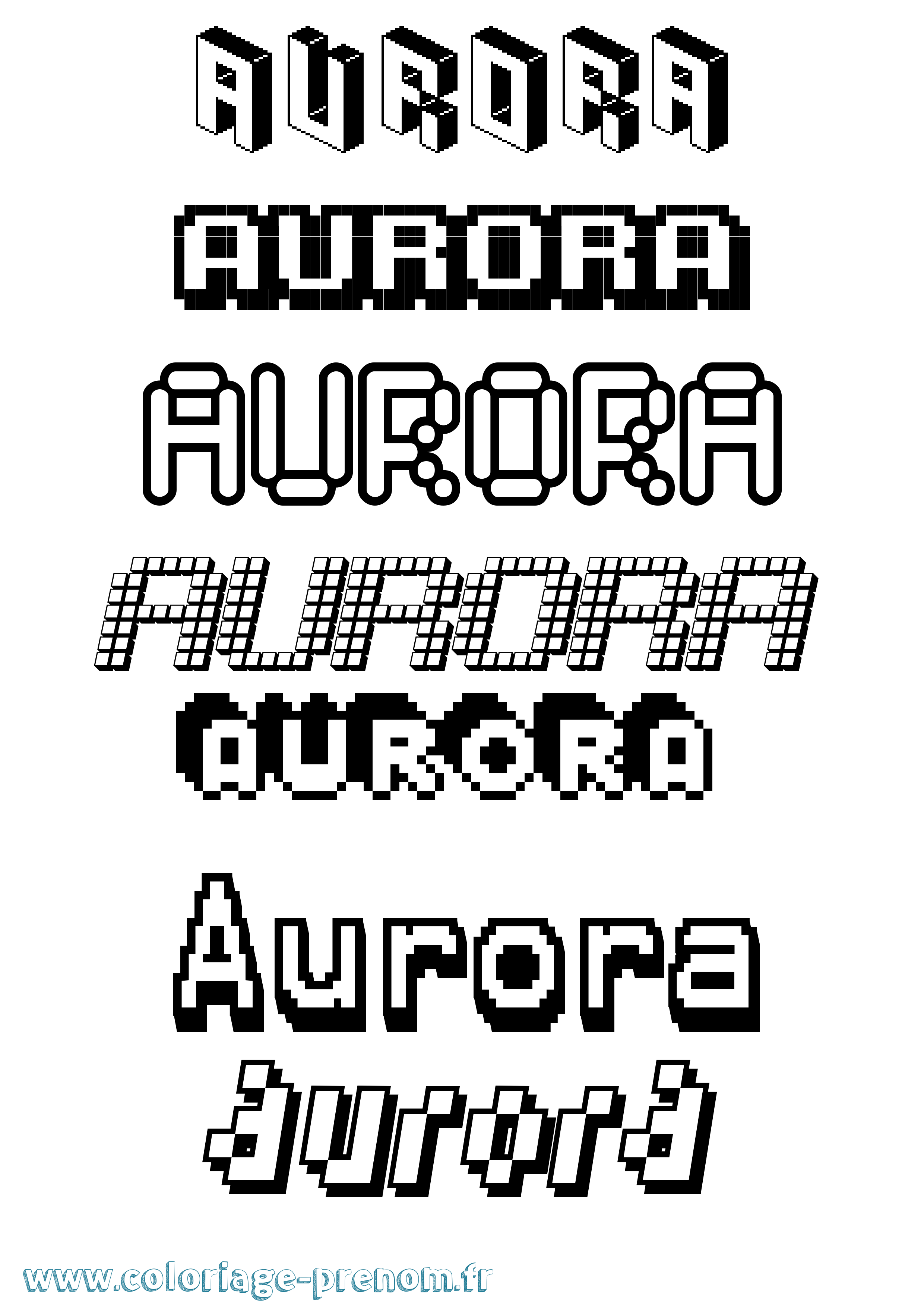 Coloriage prénom Aurora Pixel