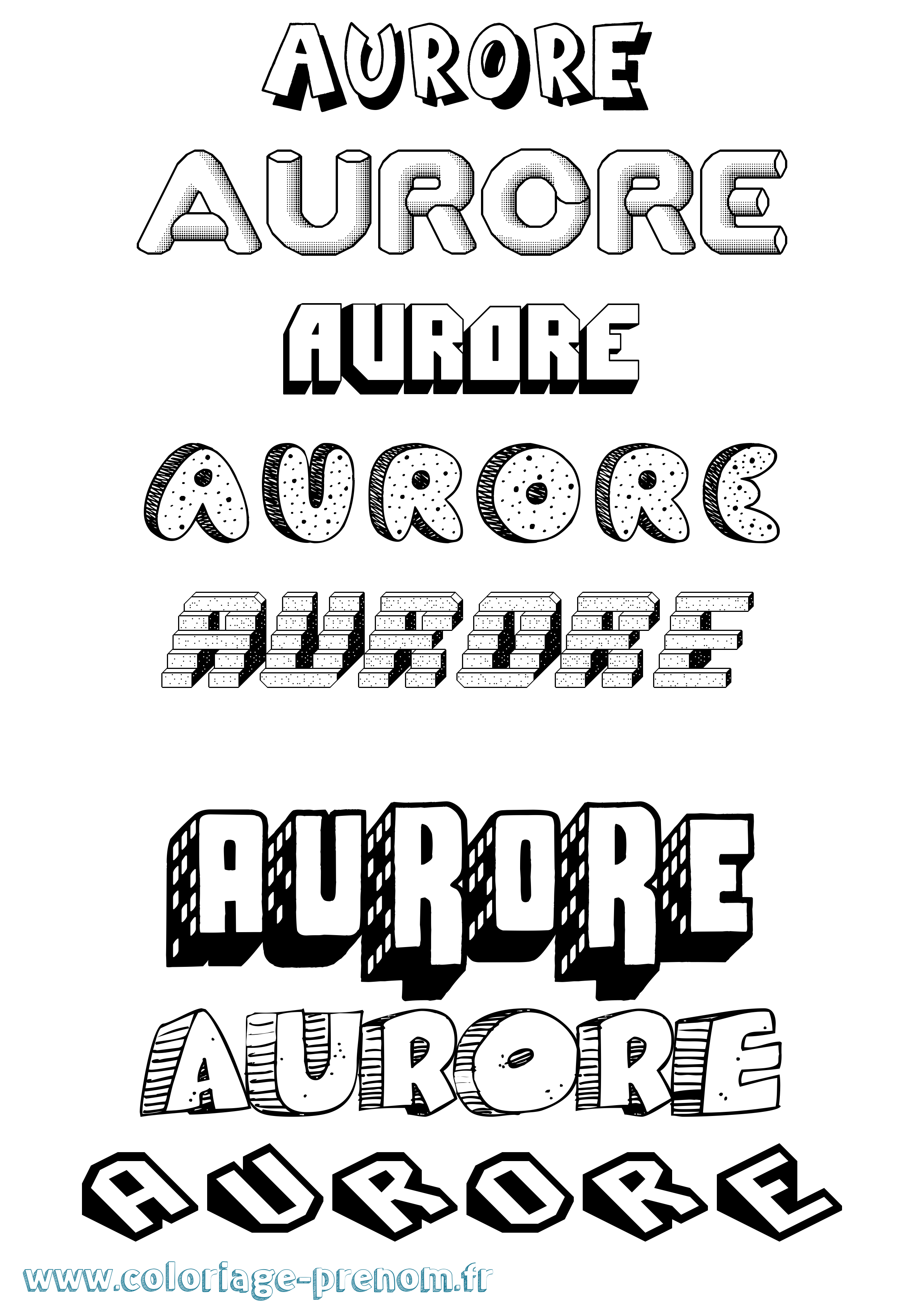 Coloriage Aurore Coloriage prénom Aurore