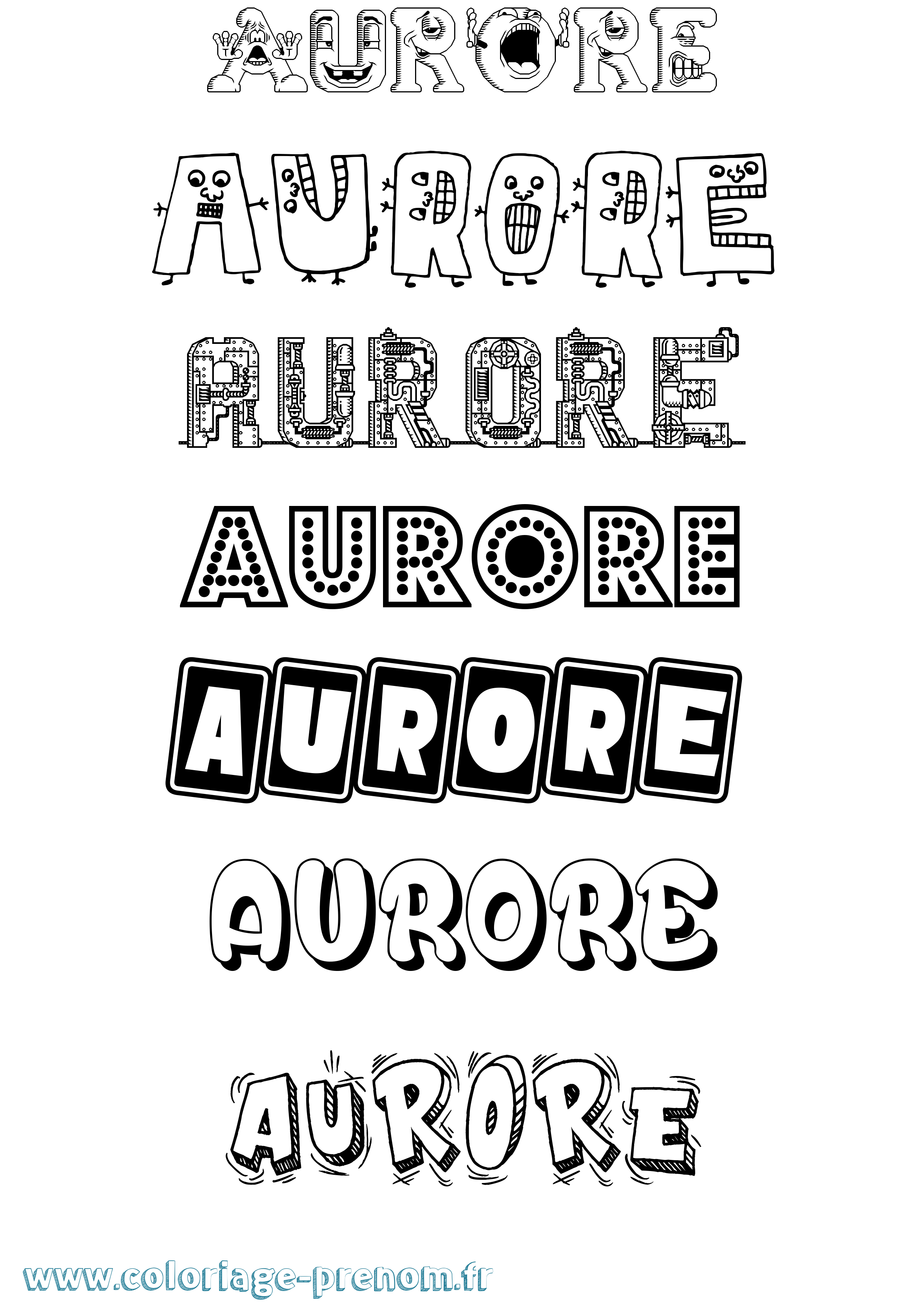 Coloriage Aurore Coloriage prénom Aurore