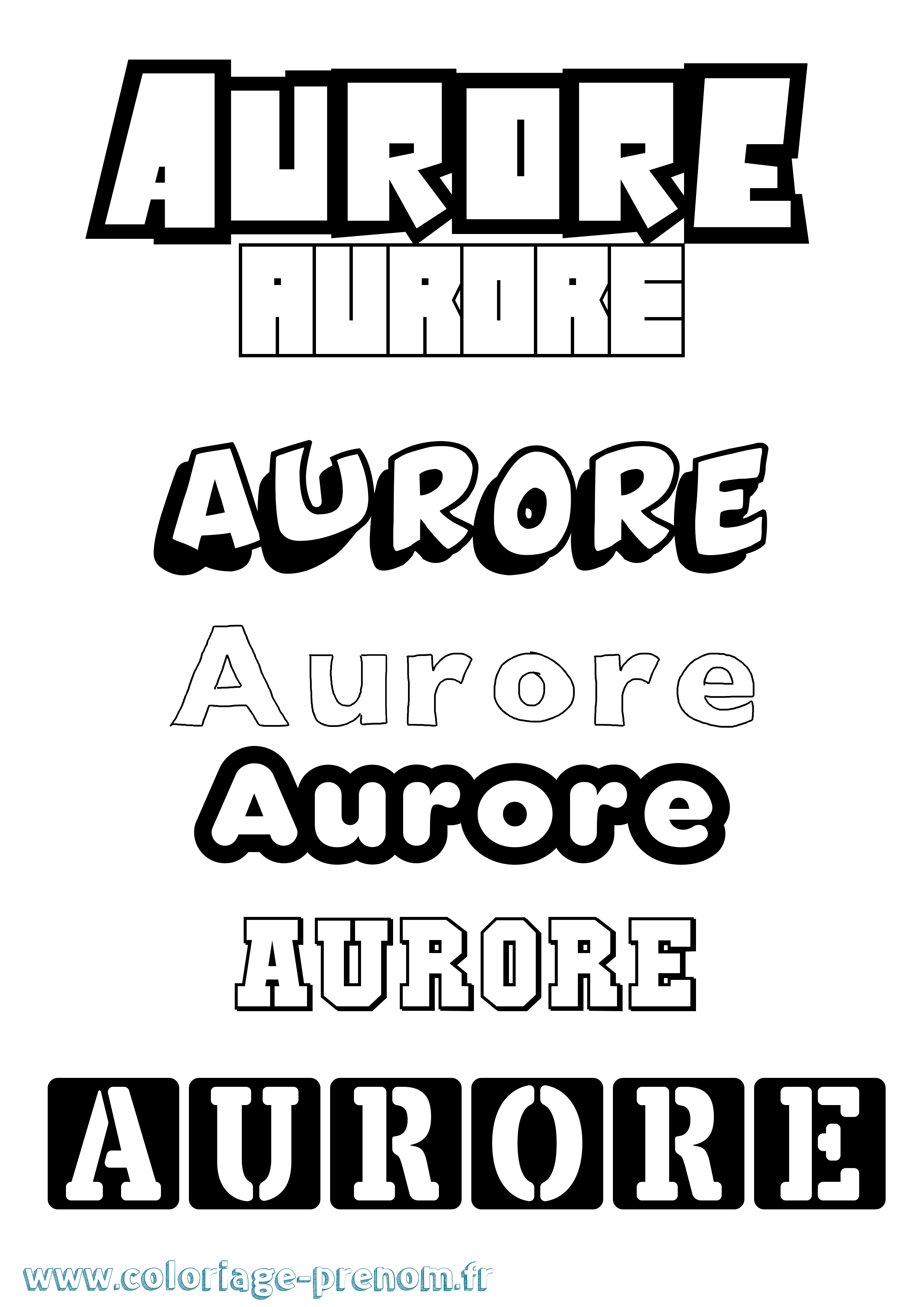 Coloriage Aurore Coloriage prénom Aurore