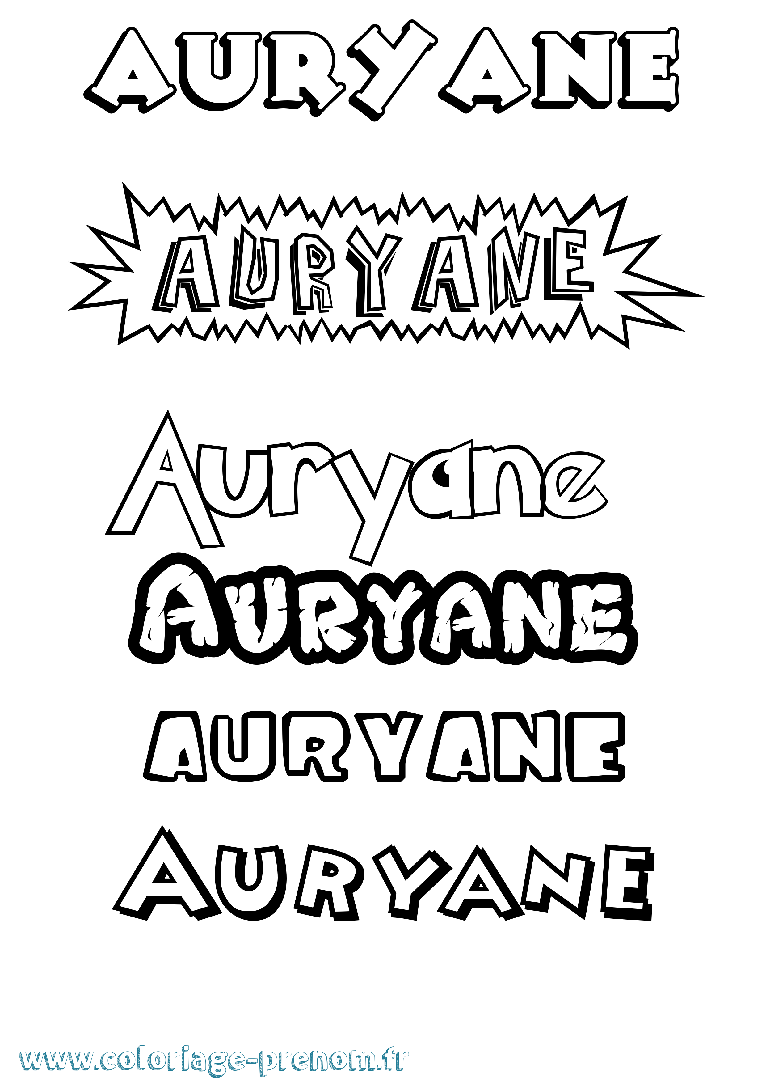 Coloriage prénom Auryane Dessin Animé