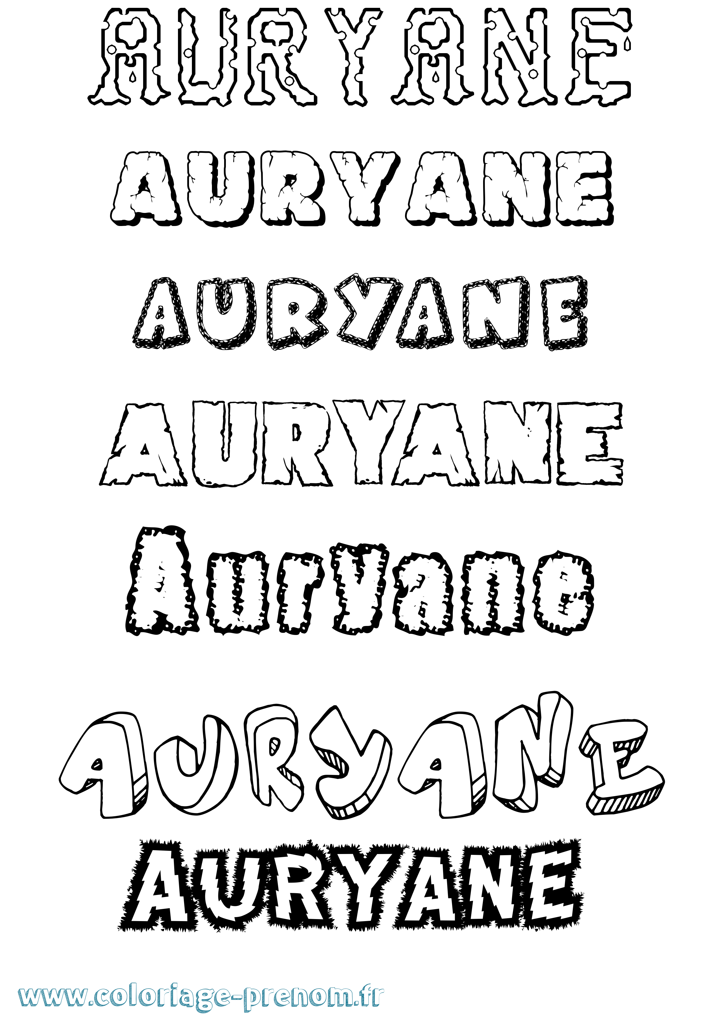Coloriage prénom Auryane Destructuré