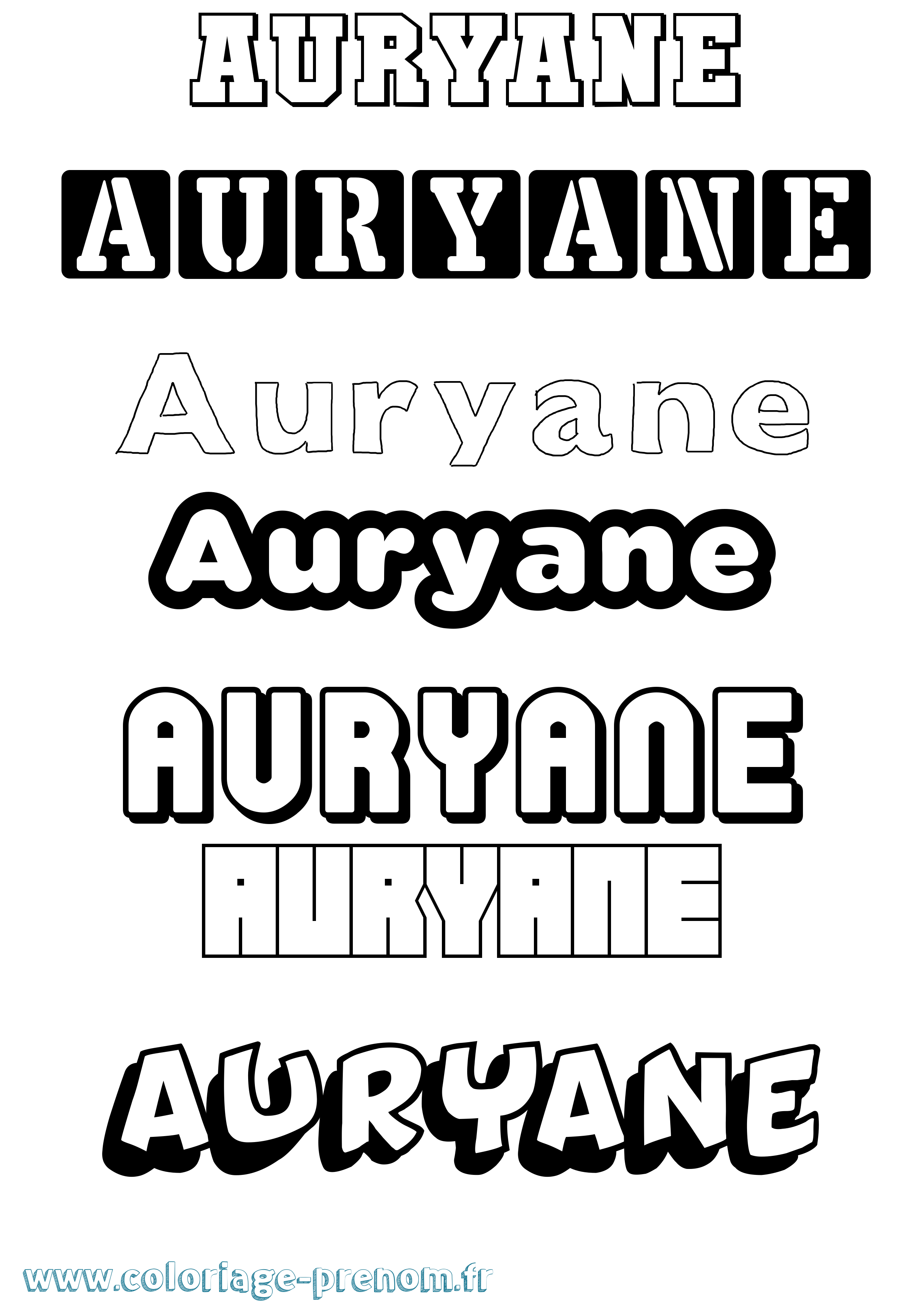 Coloriage prénom Auryane Simple