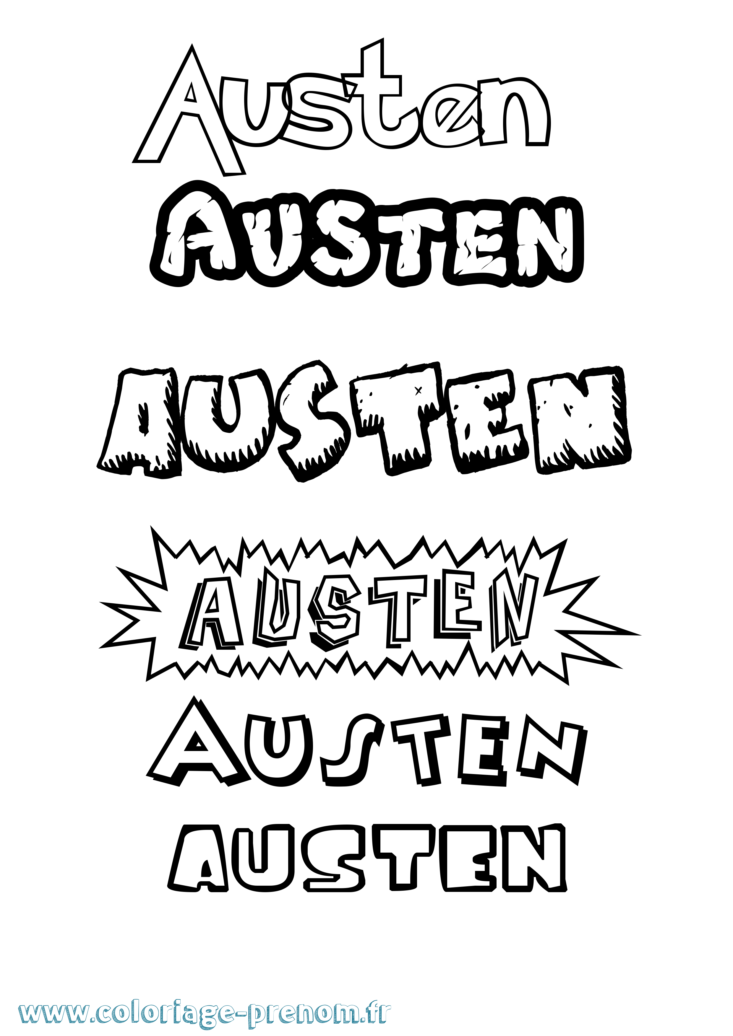 Coloriage prénom Austen Dessin Animé