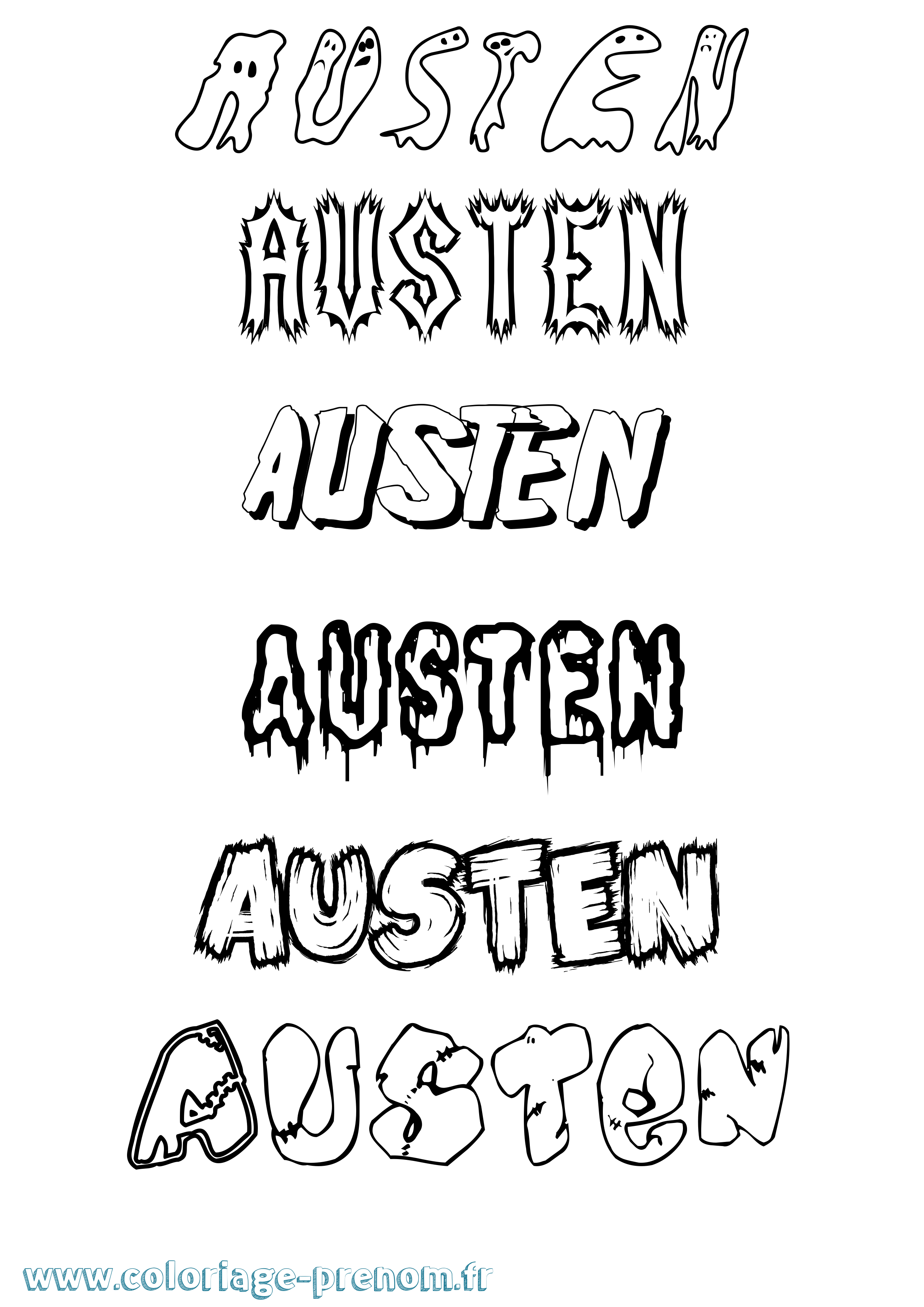 Coloriage prénom Austen Frisson