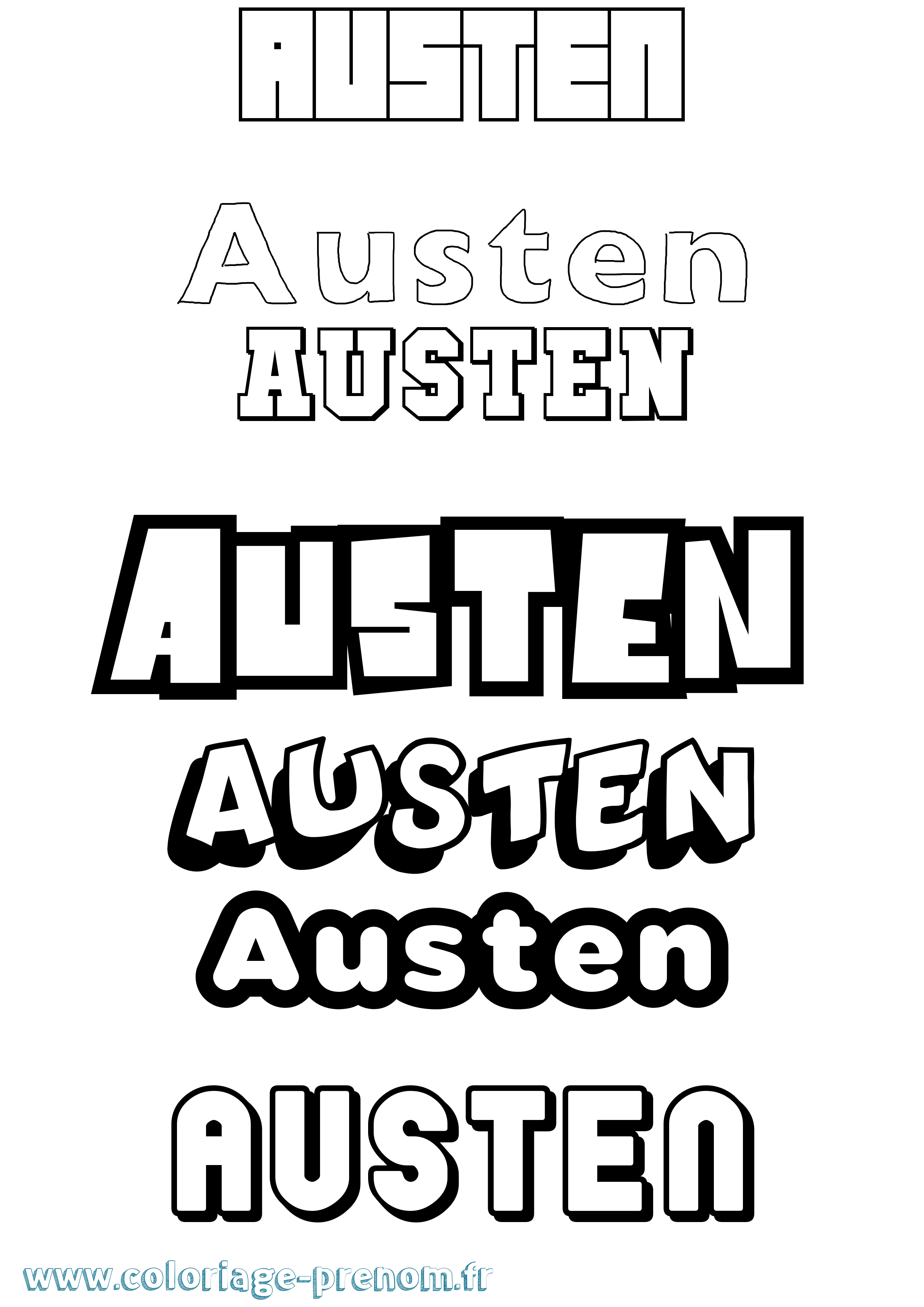 Coloriage prénom Austen Simple